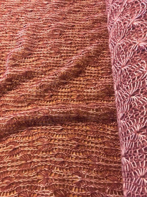 Terracotta Crochet Knit. 120g/m2, 100% Acrylic. Roll Size: 4.4m