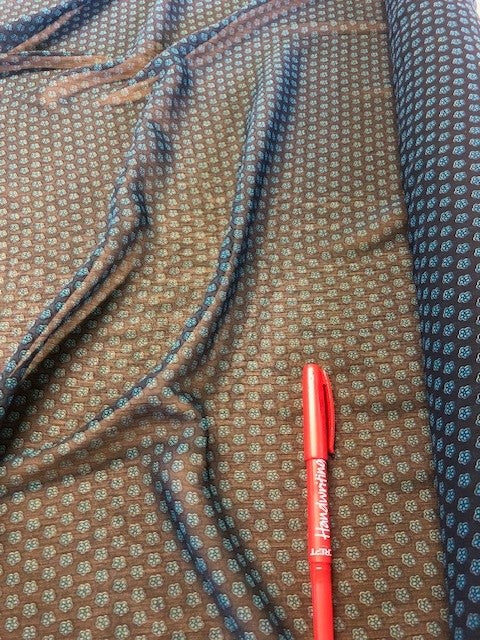 Green Mini Flower On Black Chiffon. 80g/m2, 100% Polyester. Roll Size: 5.8m