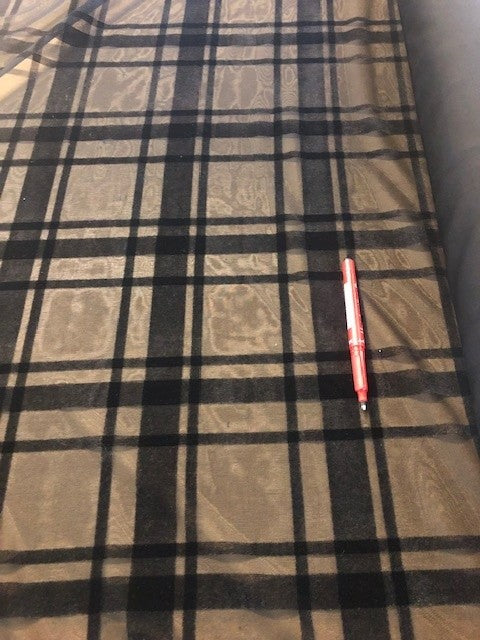 Black Flock Check on Knit. 120g/m2, 100% Polyester. Roll Size: 4m