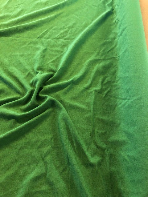 Grass Green Viscose/Poly Crepe With Stretch. 170g/m2, 51% Viscose 47% Polyester 2% Elastane. Roll Size: 2.5m
