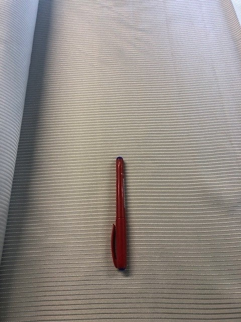 Pale Silver Corded Striped Jacquard. 150g/m2, 100% Polyester. Roll Size: 10m