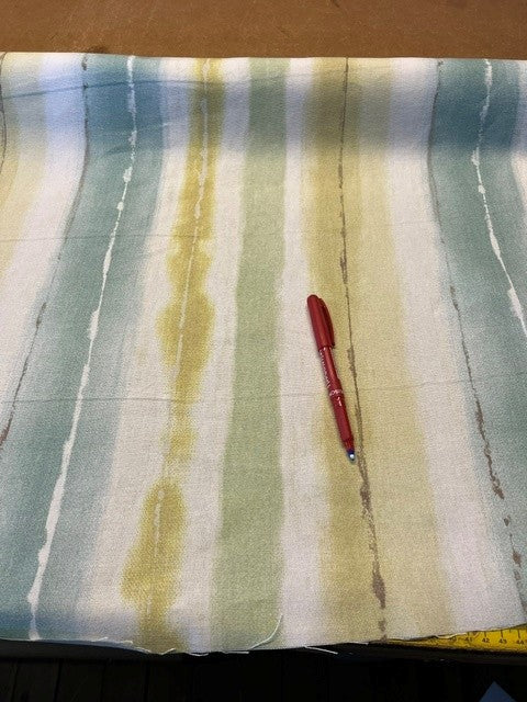 Faded Citrus Stripe on Cotton Furnishing. 100% Cotton, 260g/m2, 145cm Wide. Roll Size: 1.5m