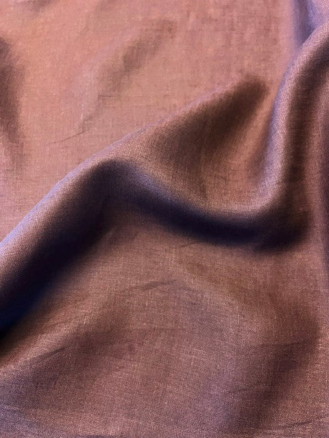 Chocolate Lightweight Soft Handle Linen. 100% Linen, 140g/m2, 145cm Wide. Roll Size: 3.5m