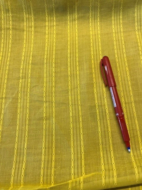 Yellow Summer Weight With Self Coloured Stripes. 100% Cotton, 80g/m2, 145cm Wide. Roll Size: 2.4m