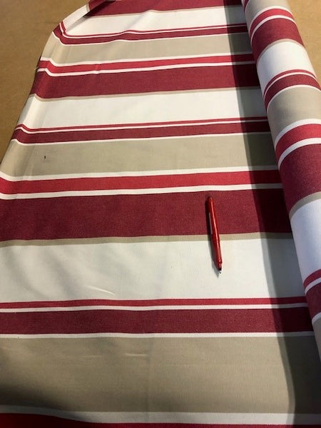 Berry Red Woven Stripe on Cotton. 300g/m2. Roll Size - 7m