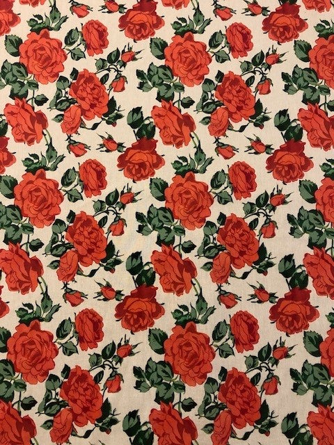 Red Rose Floral Cotton Lawn – Lightweight 100% Cotton Fabric