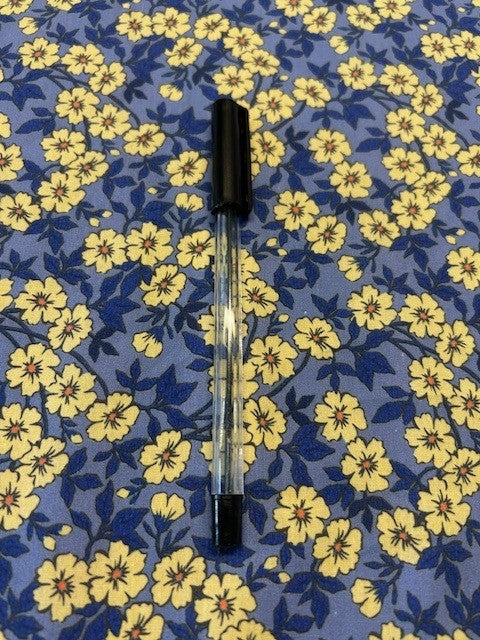 Yellow Floral Cotton Lawn Fabric – Cornflower Blue Base | 100% Cotton | 145cm Wide