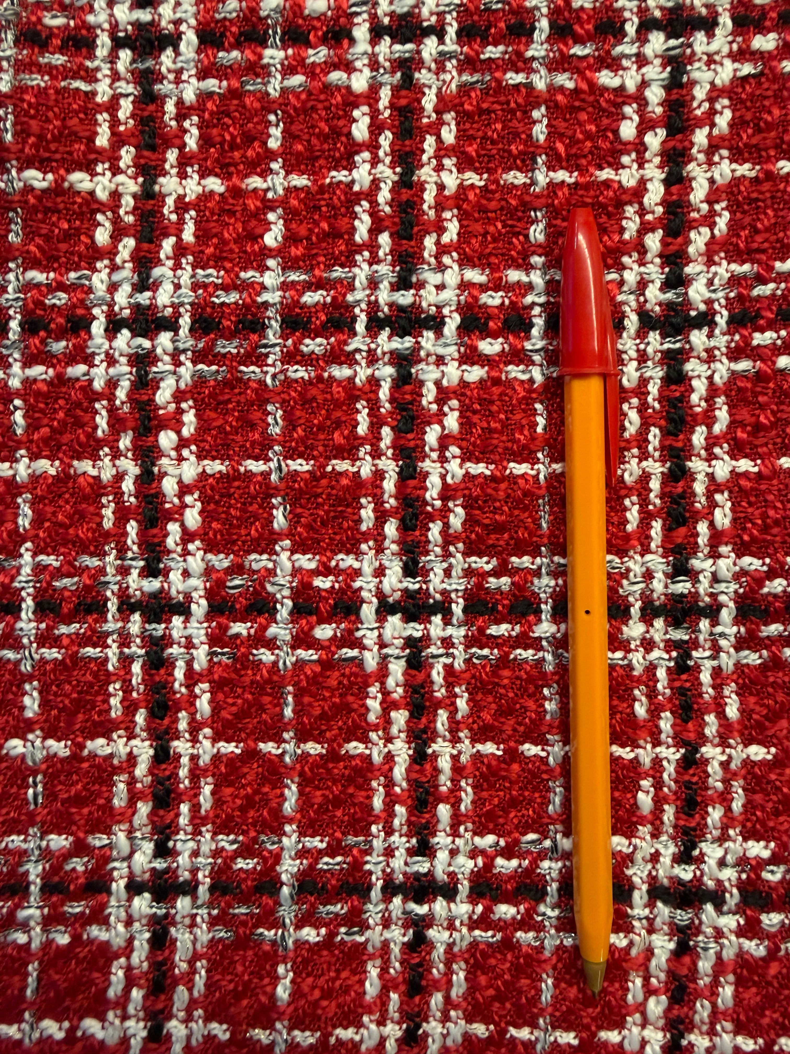 Red Chanel Style Woven Plaid