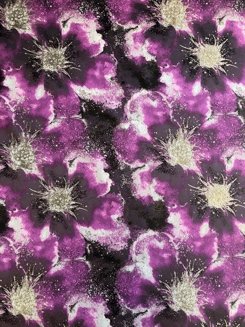 Large Floral Purple & Gold Lurex Jacquard Fabric – Coats, Jackets & Skirts