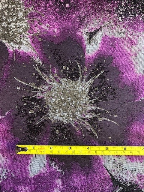 Large Floral Purple & Gold Lurex Jacquard Fabric – Coats, Jackets & Skirts