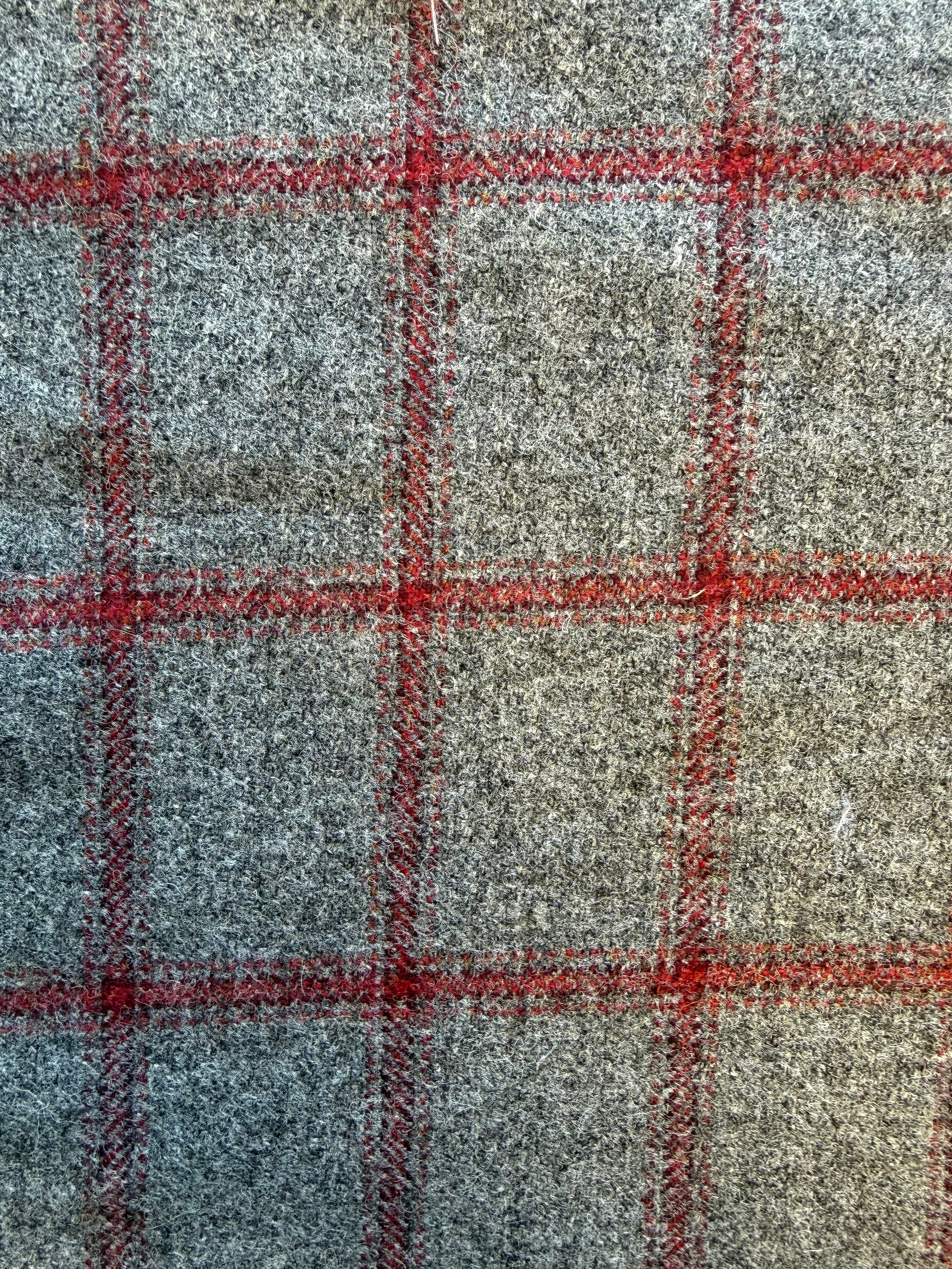 Grey and Burgundy Wool Tweed