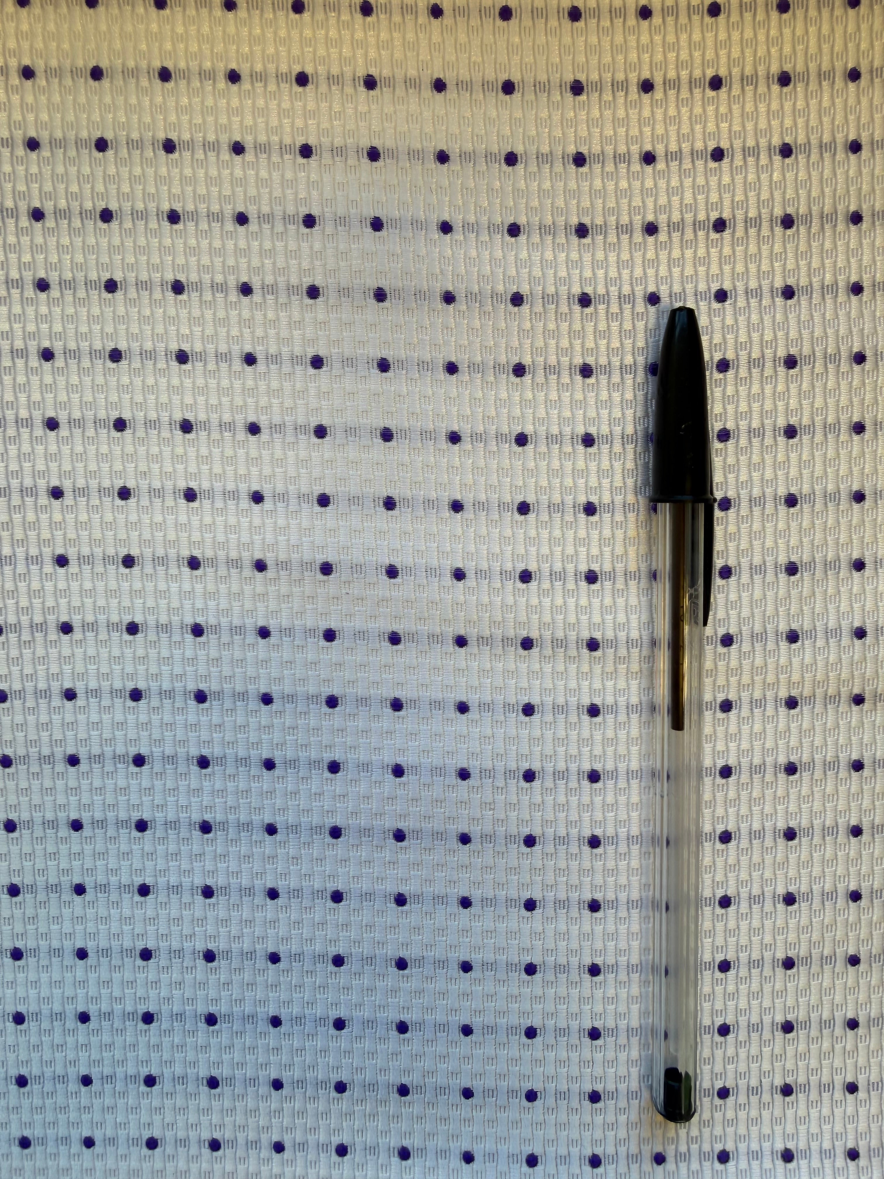 White Textured Woven Fabric with Purple Spots – 130 cm Wide