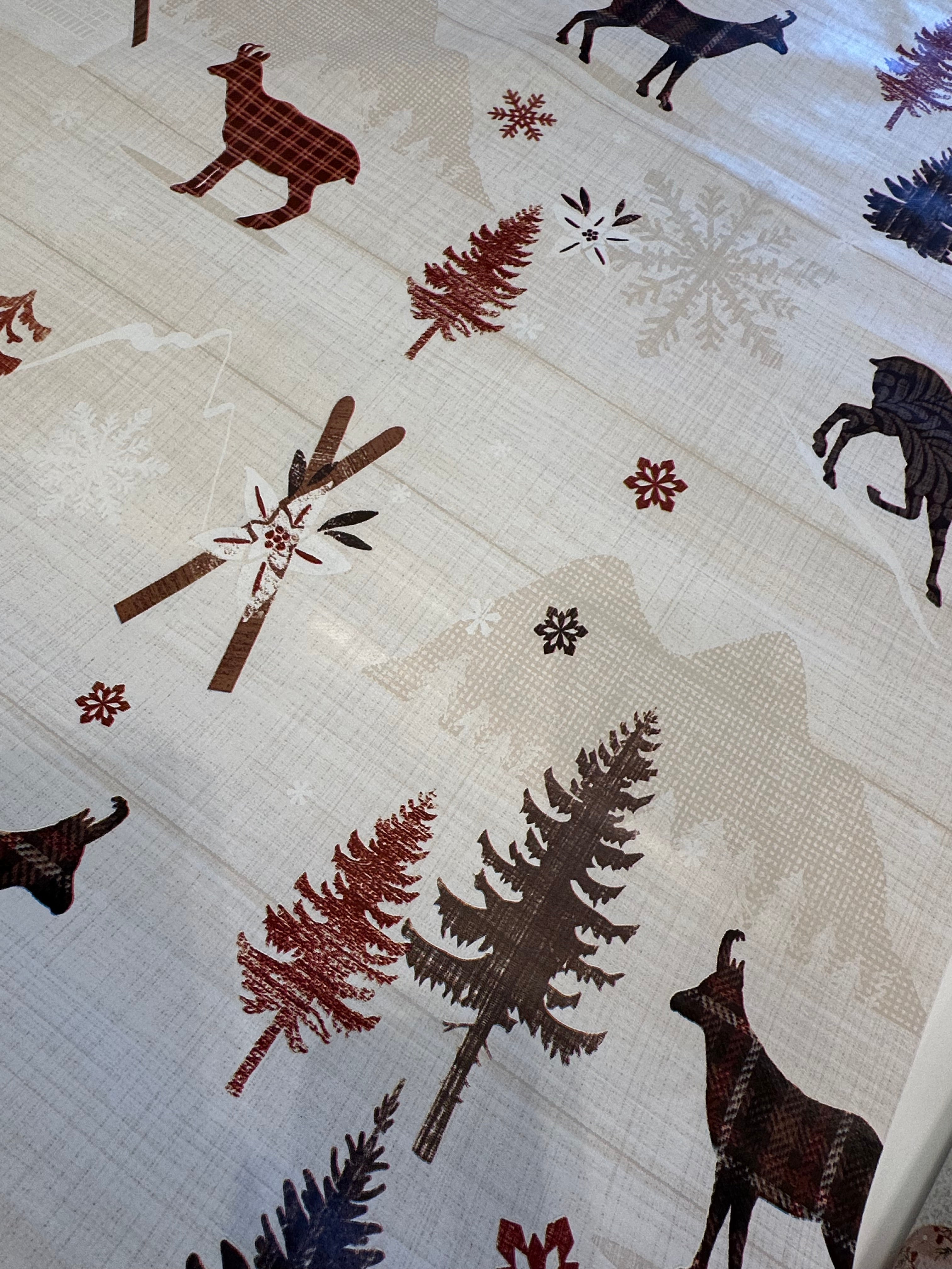 Festive Christmas PVC Tablecloth – Deer & Winter Motifs, 140 cm Wide - CM4