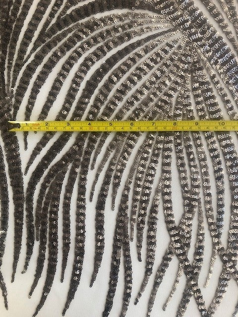 Silver Wave Effect Sequin On Mesh