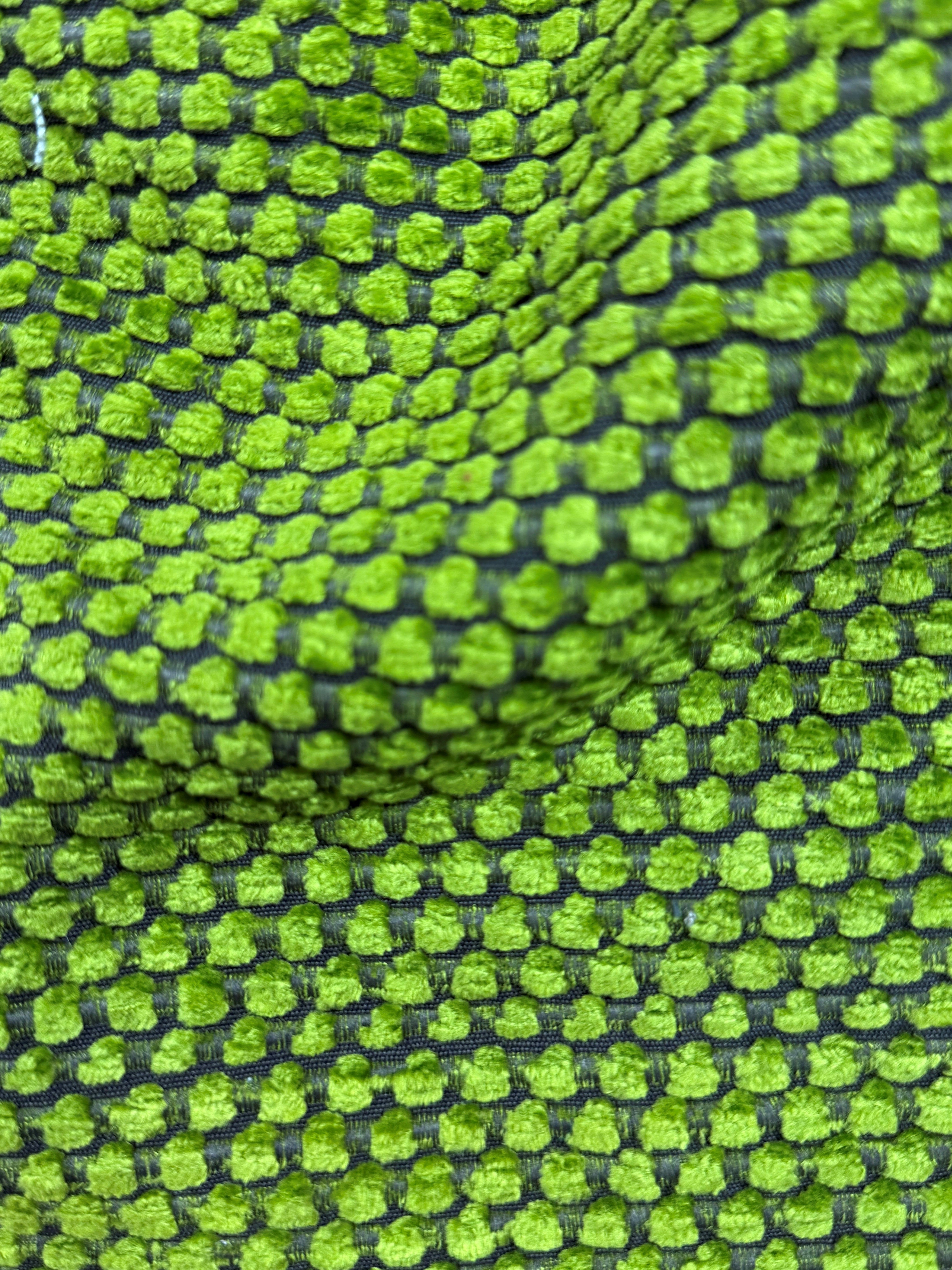 Designers Guild Chunky Chenille Fabric – Lime Green & Brown | 148 cm Wide | Heavyweight