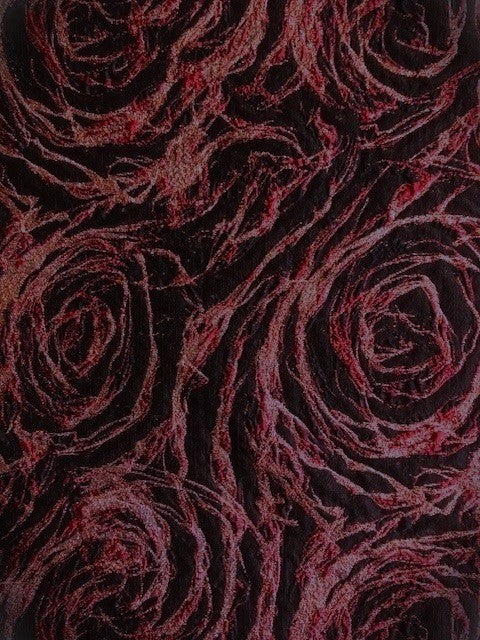 Burgundy Swirl On Black Jacquard With Pink Lurex