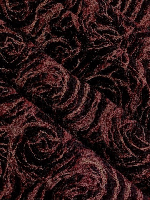 Burgundy Swirl On Black Jacquard With Pink Lurex