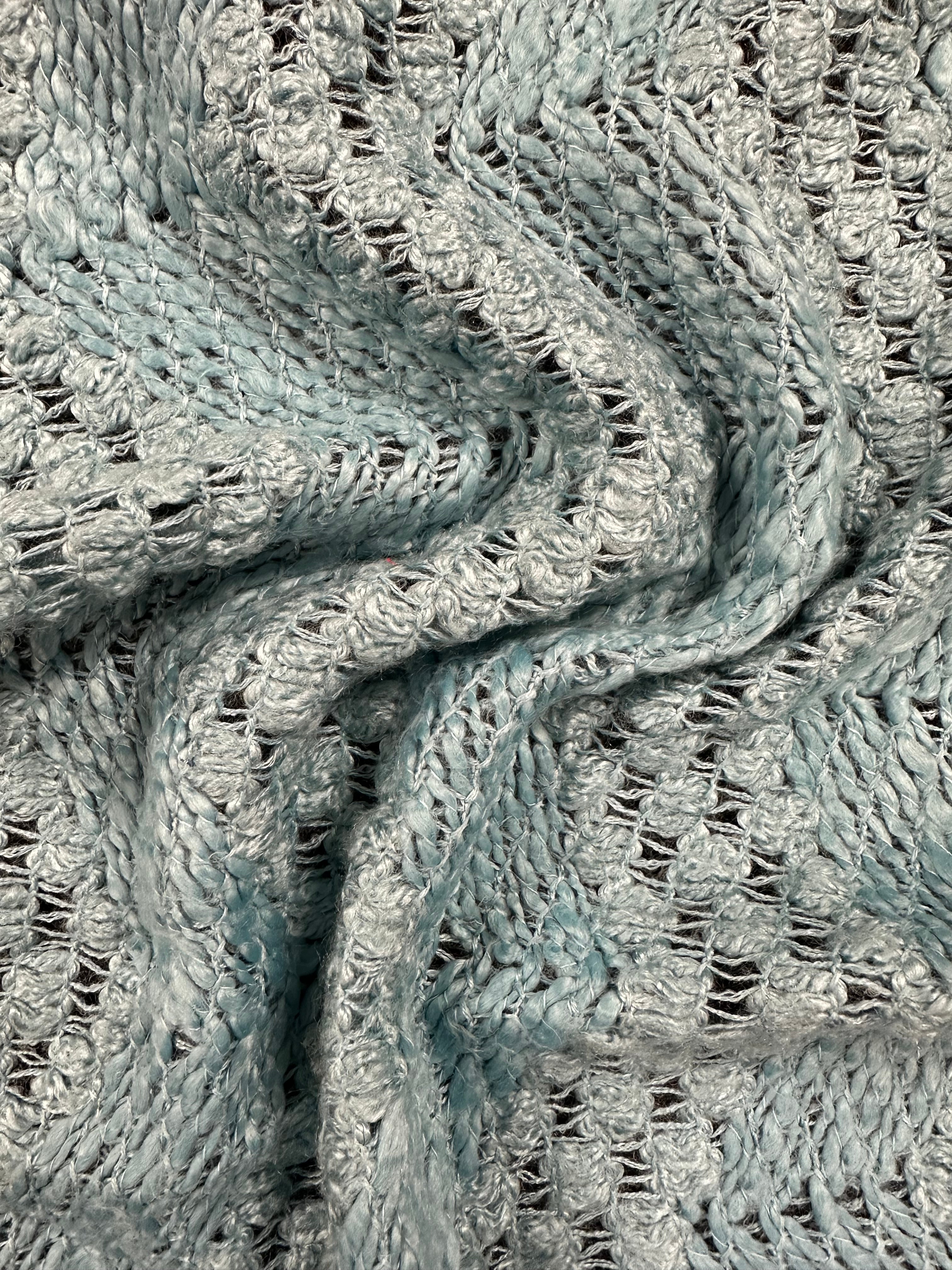 Aqua Crochet Fabric – 150 cm Wide – 65% Acrylic, 10% Wool, 25% Polyester – Elegant Design