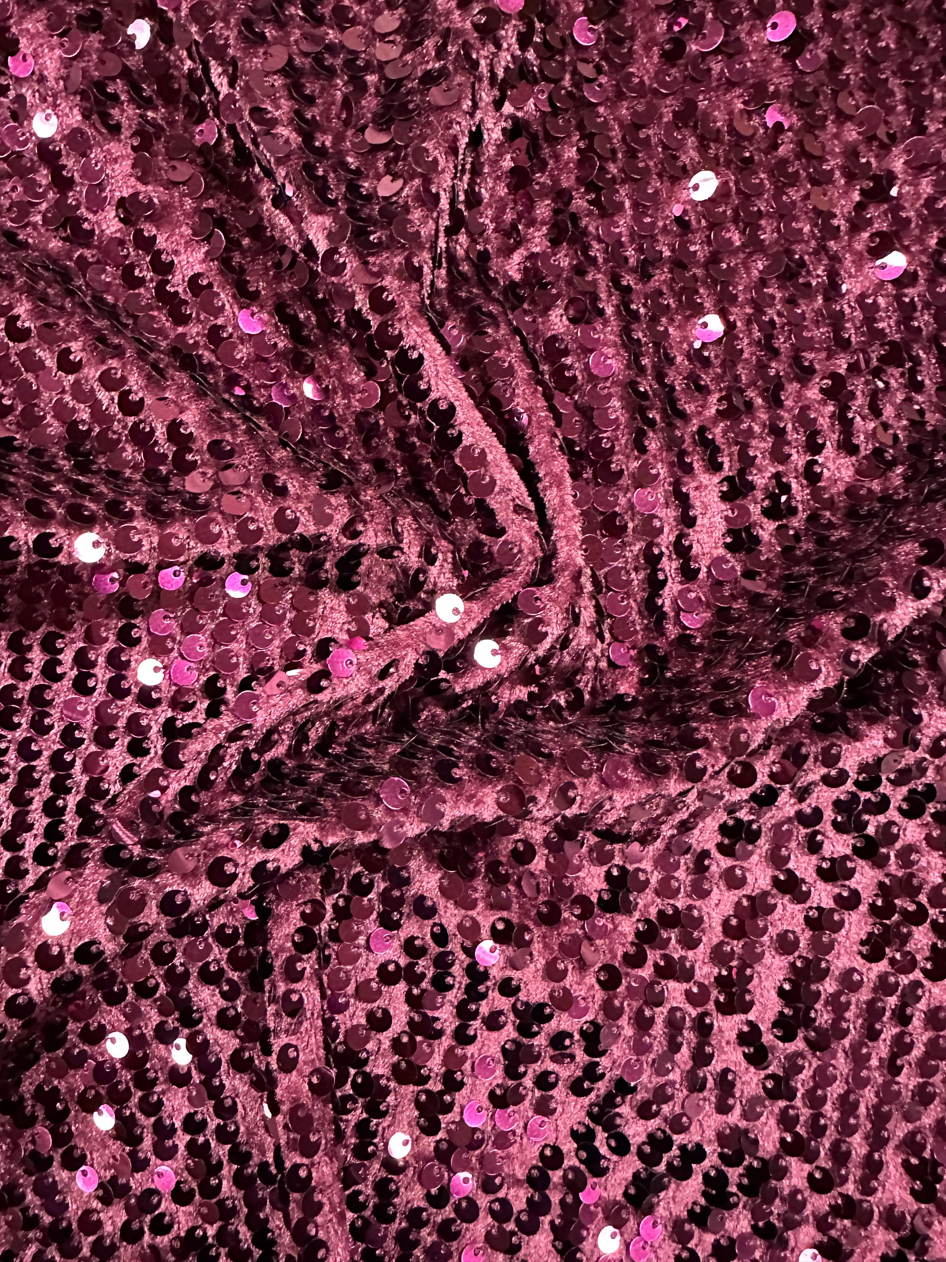 Mulberry Pink Sequinned Fabric – Luxurious & Eye-Catching – 100% Polyester
