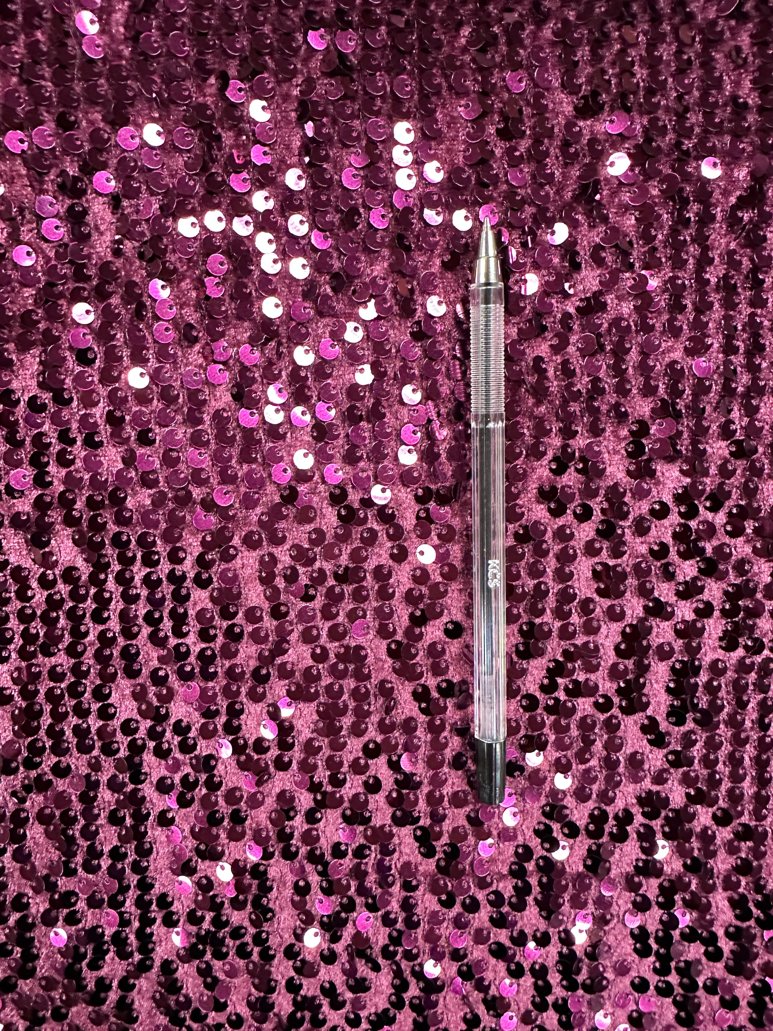 Mulberry Pink Sequinned Fabric – Luxurious & Eye-Catching – 100% Polyester