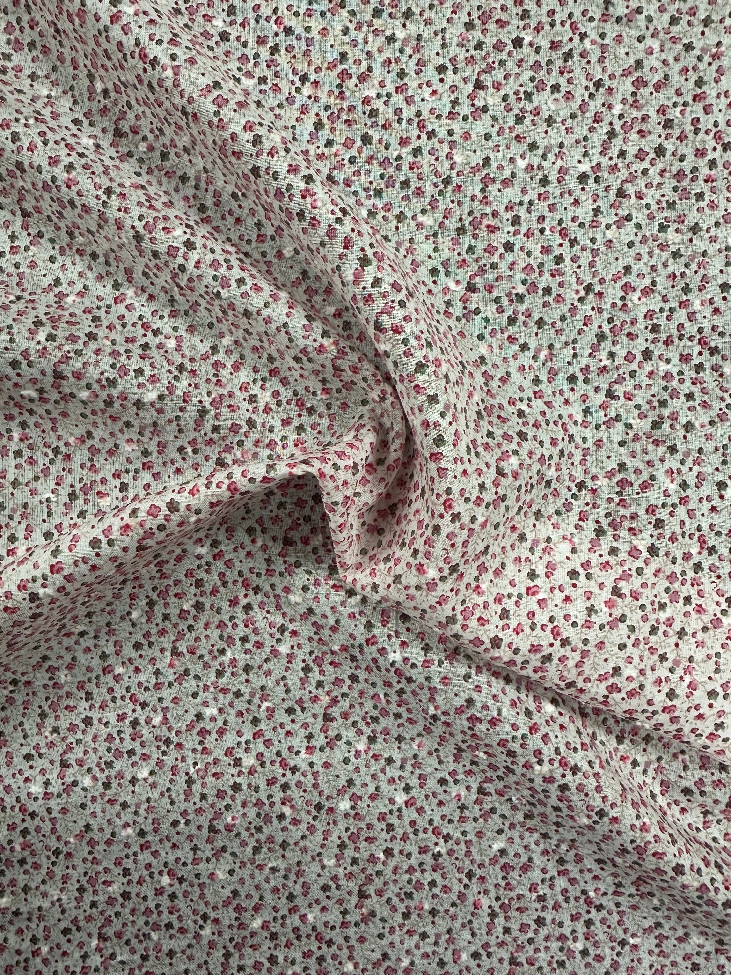 100% Cotton Fabric – Off-White Base with Dainty Multicoloured Ditzy Floral Print – 142 cm Wide TE61