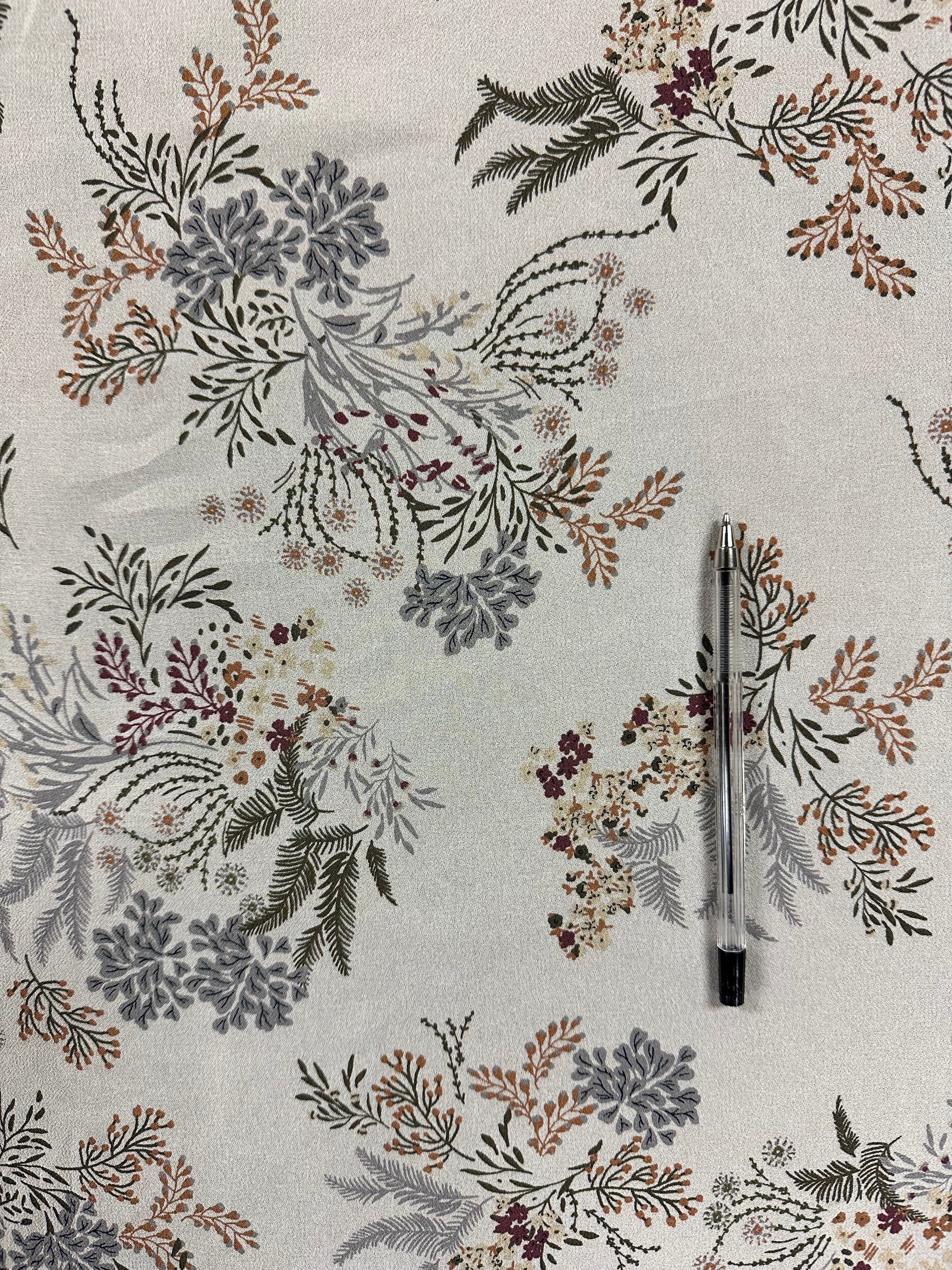 Cream Floral Viscose Fabric – 100% Viscose, 130cm Wide