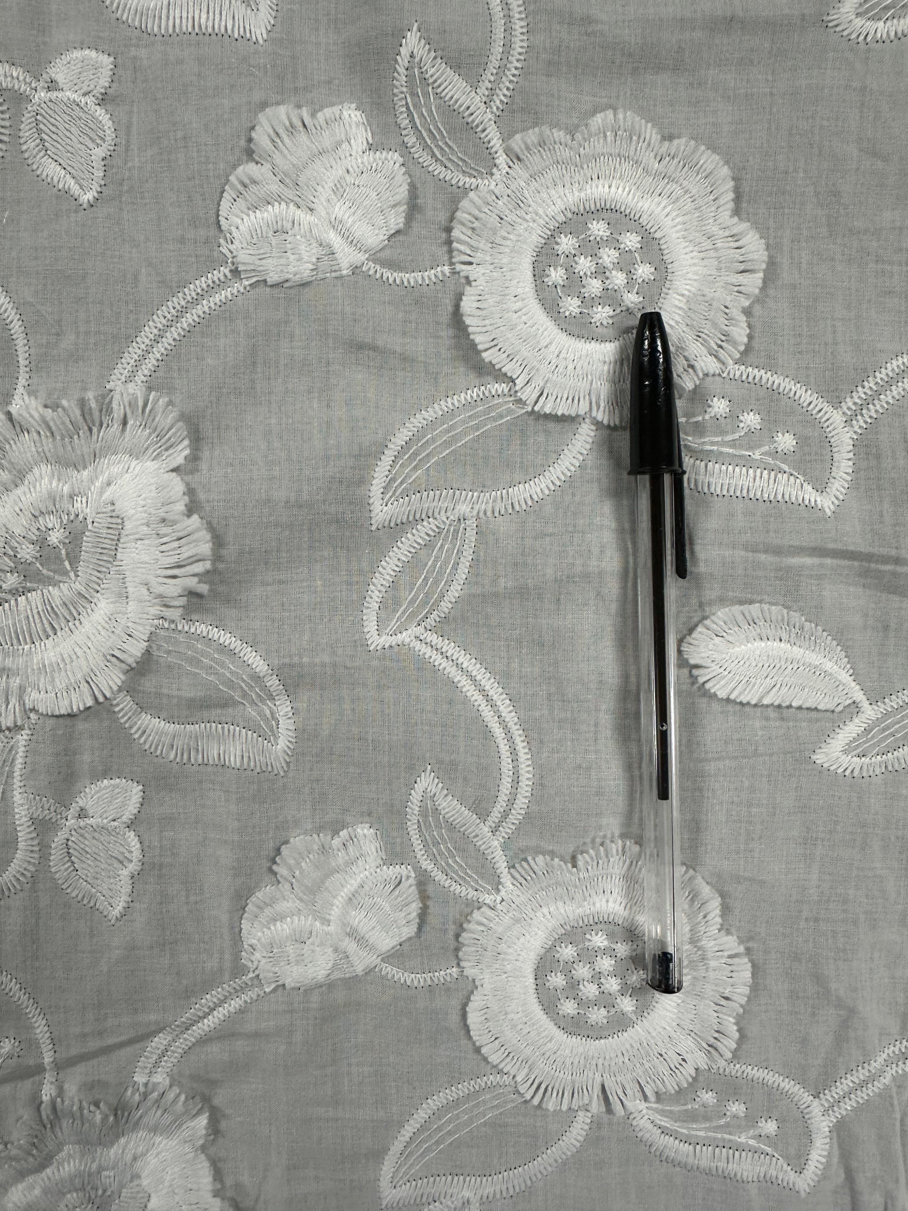 White 100% Cotton Broderie Anglais – 145cm Wide Dress Fabric