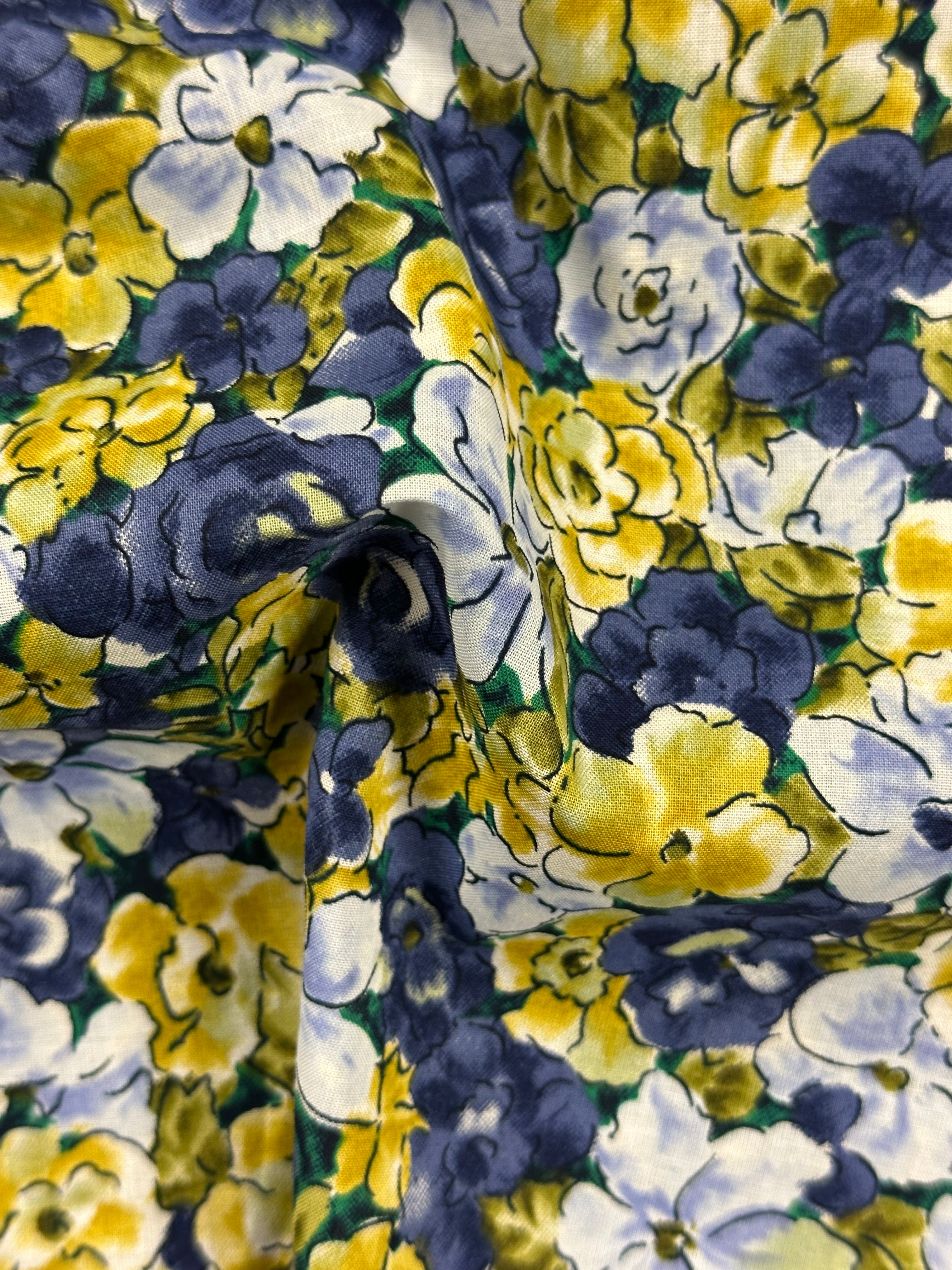 Multicoloured Floral Cotton Fabric – 146cm Wide Dressmaking Fabric