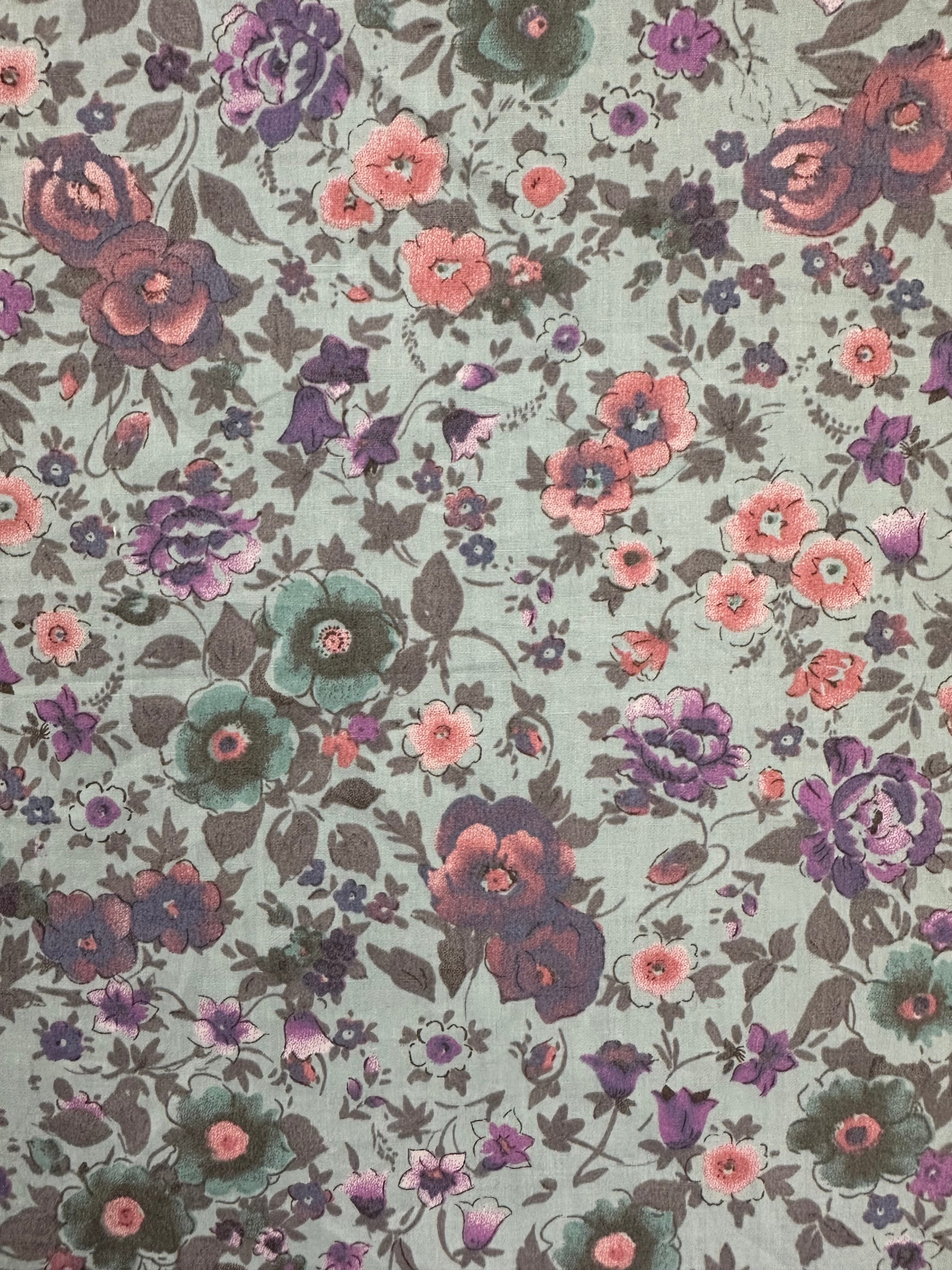 100% Cotton Fabric – Sky Blue with Multicoloured Floral Pattern – 148 cm Wide