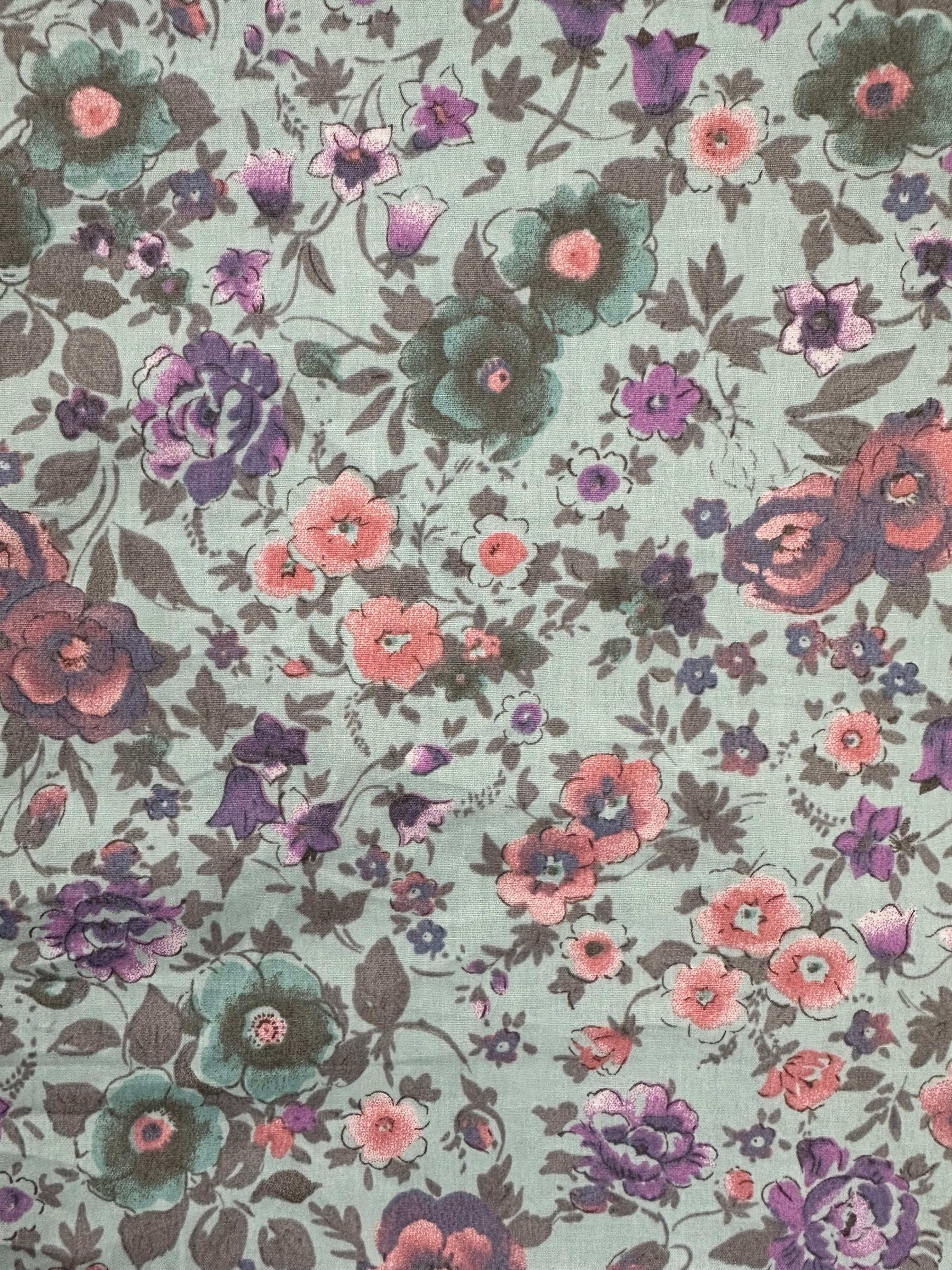 100% Cotton Fabric – Sky Blue with Multicoloured Floral Pattern – 148 cm Wide