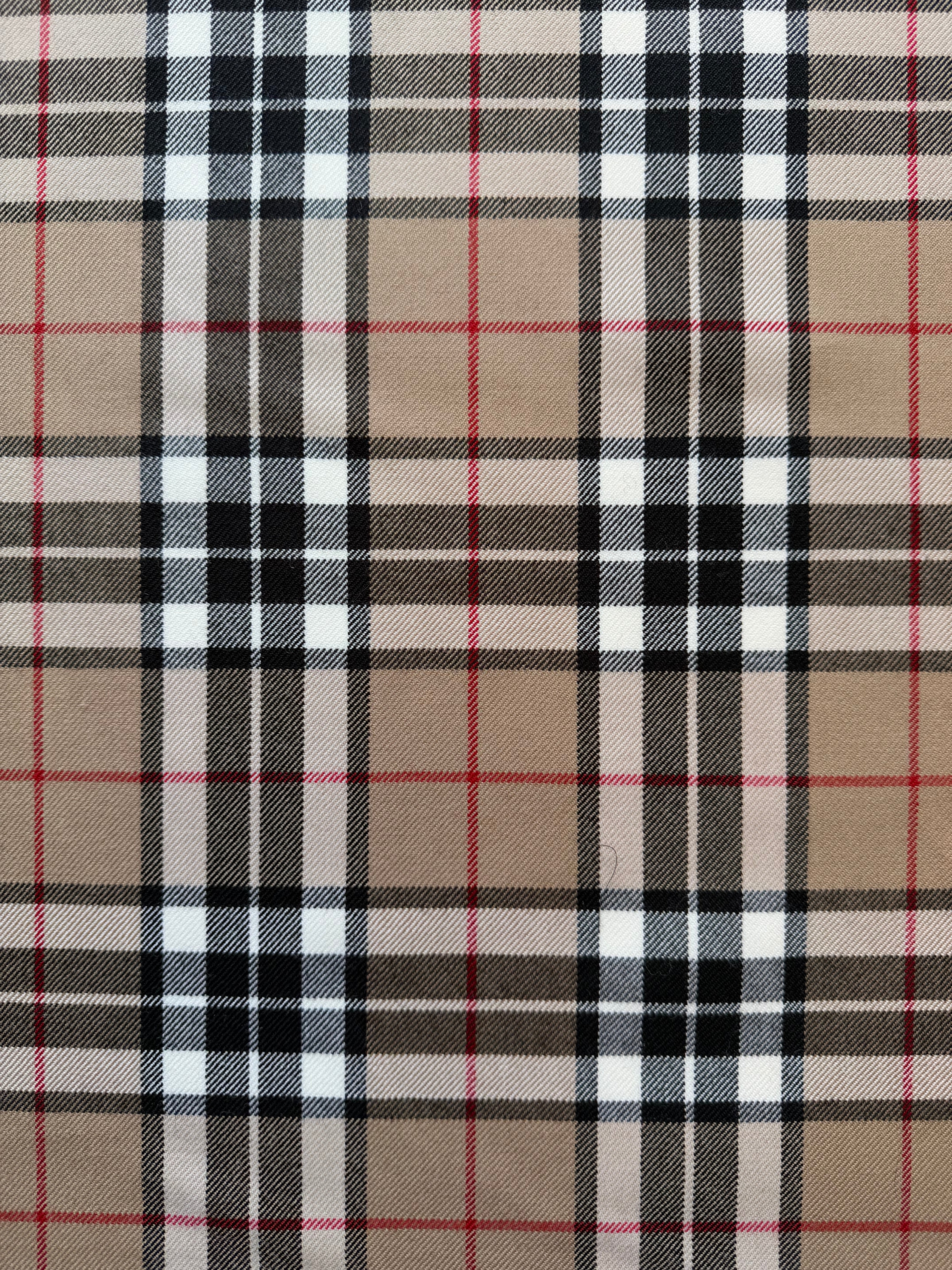 Burberry Check Pure Wool Fabric Remnant – 123cm Length | Great Value