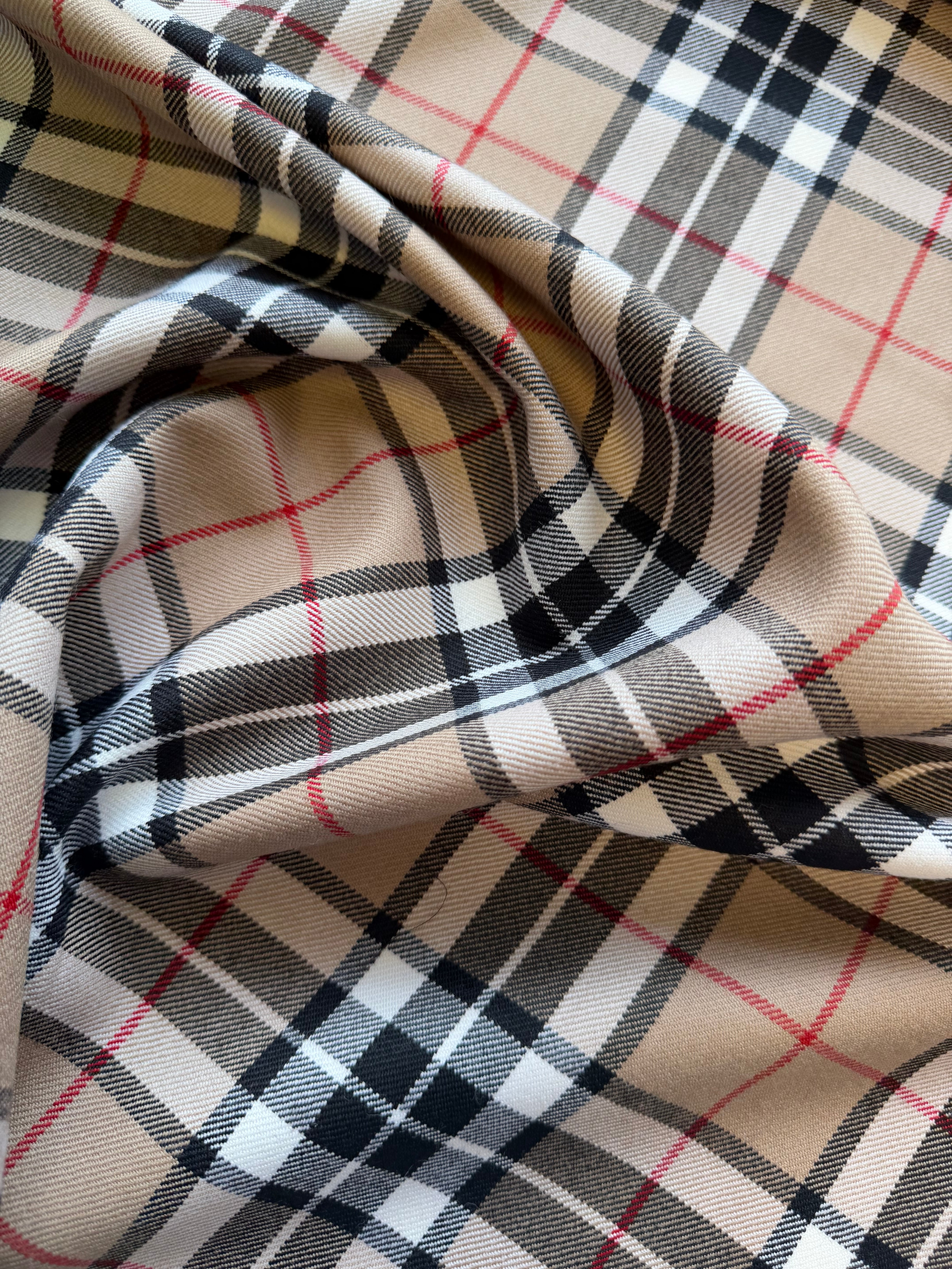 Burberry Check Pure Wool Fabric Remnant – 123cm Length | Great Value
