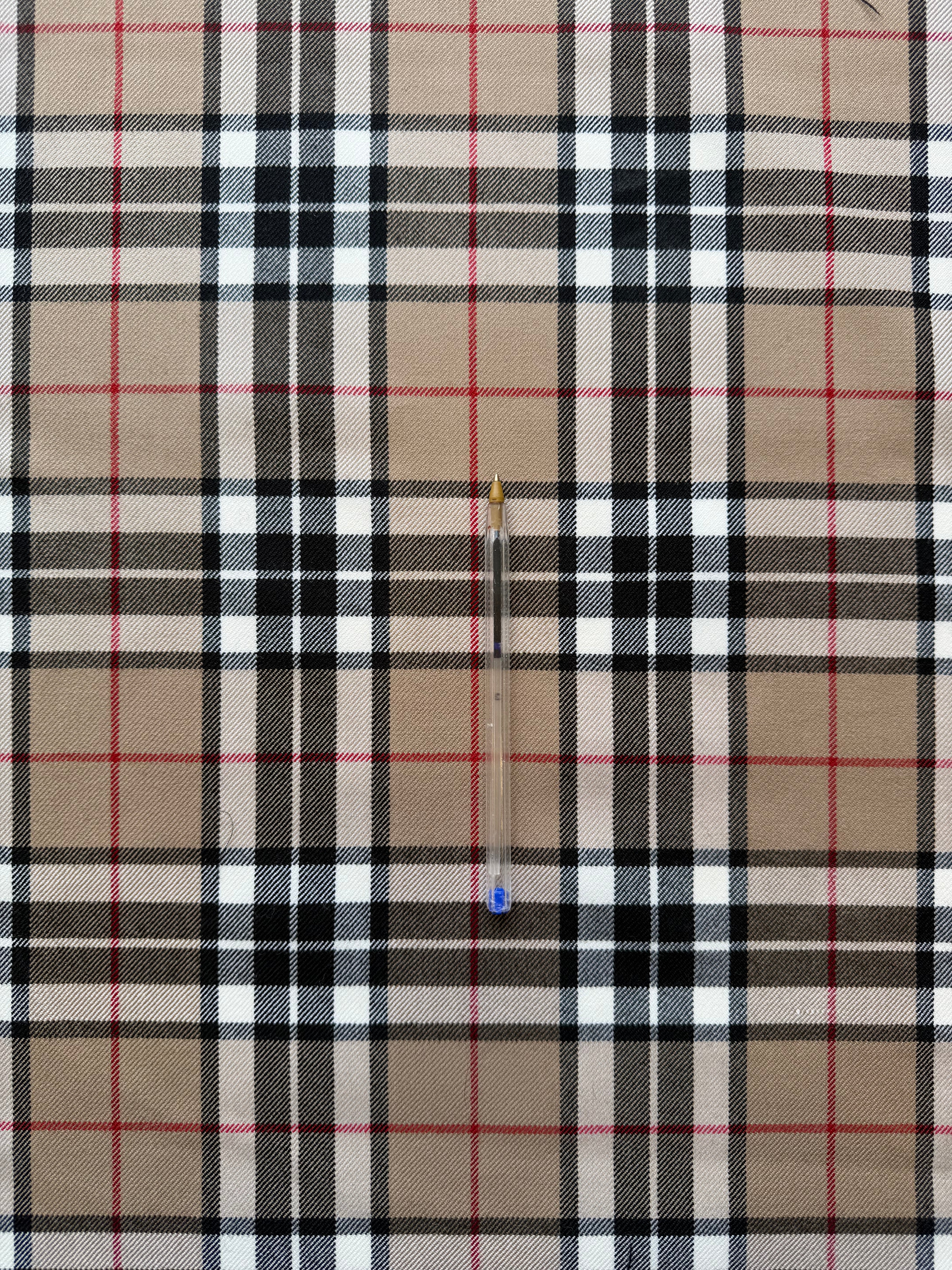 Burberry Check Pure Wool Fabric Remnant – 123cm Length | Great Value