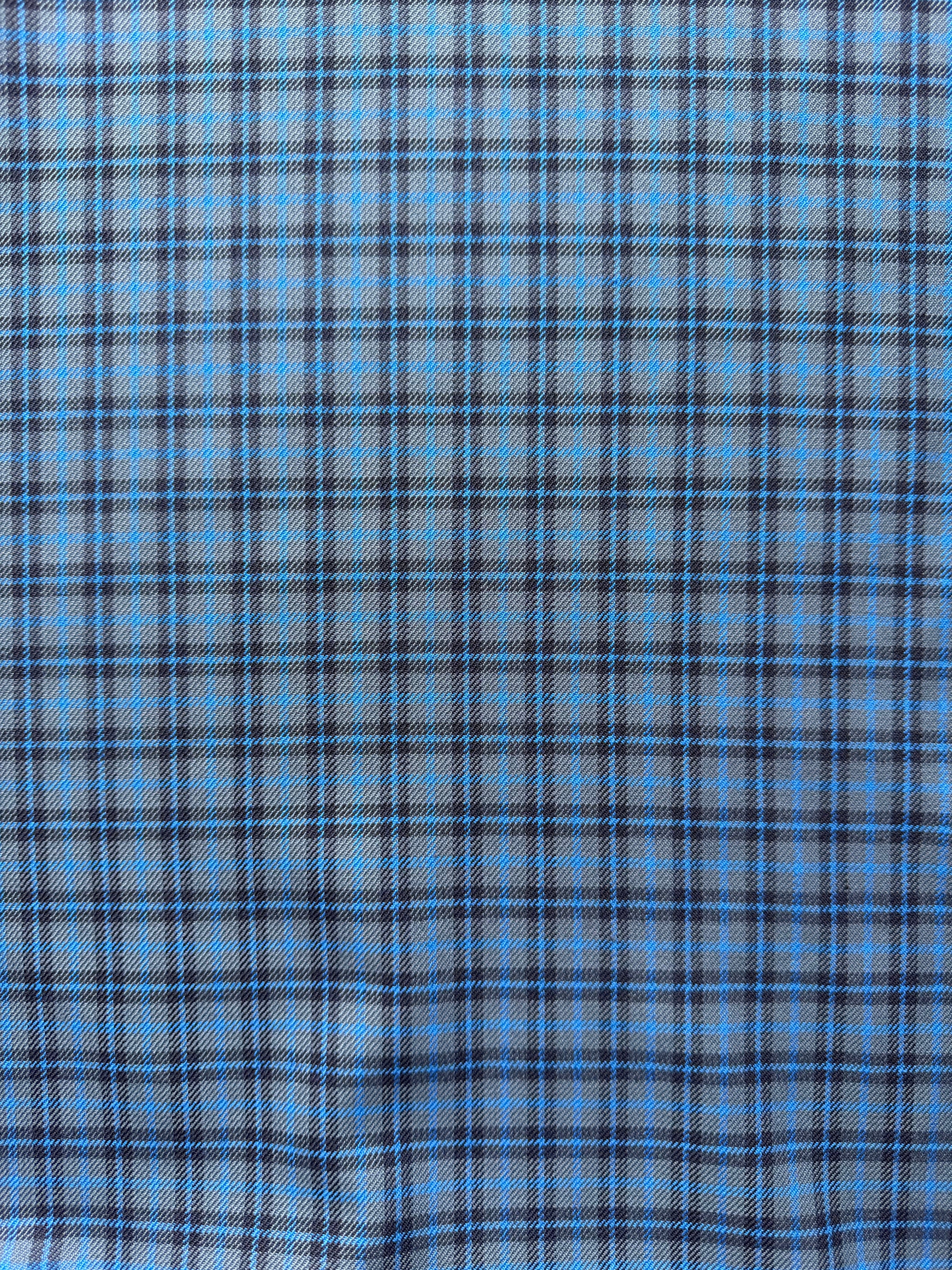 Navy & Black Wool Small Check Fabric – Modern Tailoring Cloth, 150cm Wide