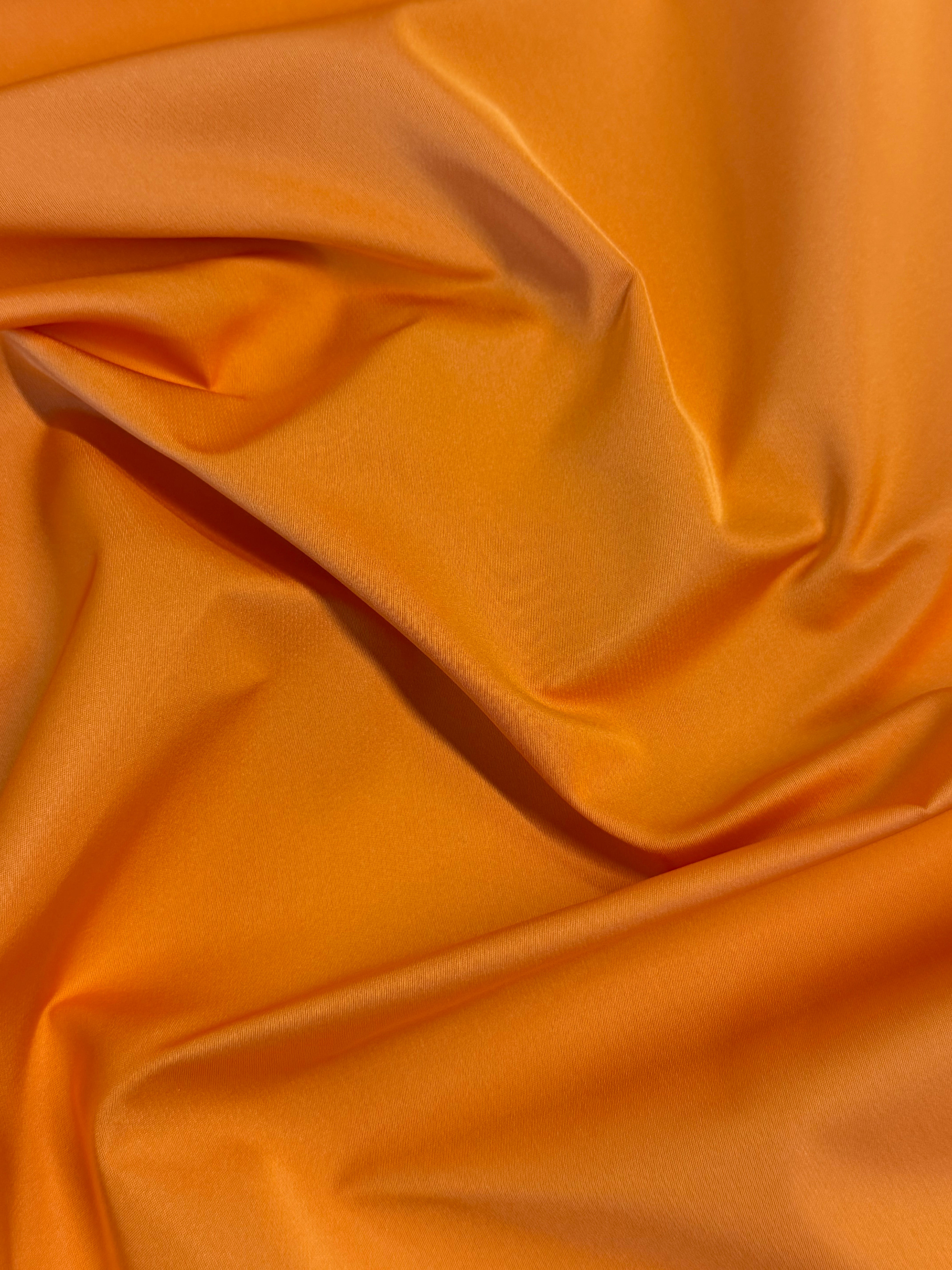 Italian Woven Vivid Amber Satin Fabric – 100% Polyester – 150 cm Wide