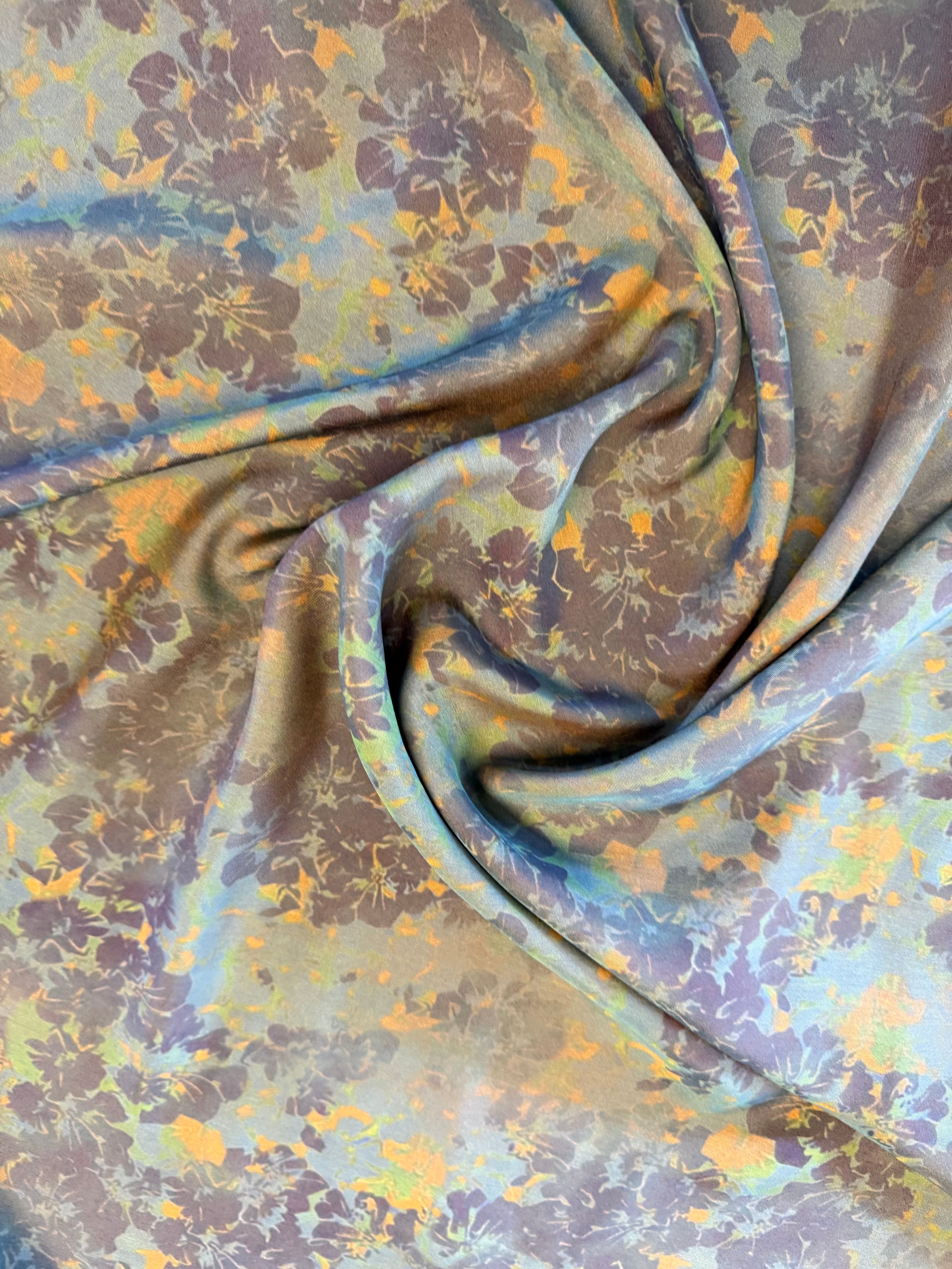 Neutral & Mauve Floral Printed Polyester Fabric – 154 cm Wide