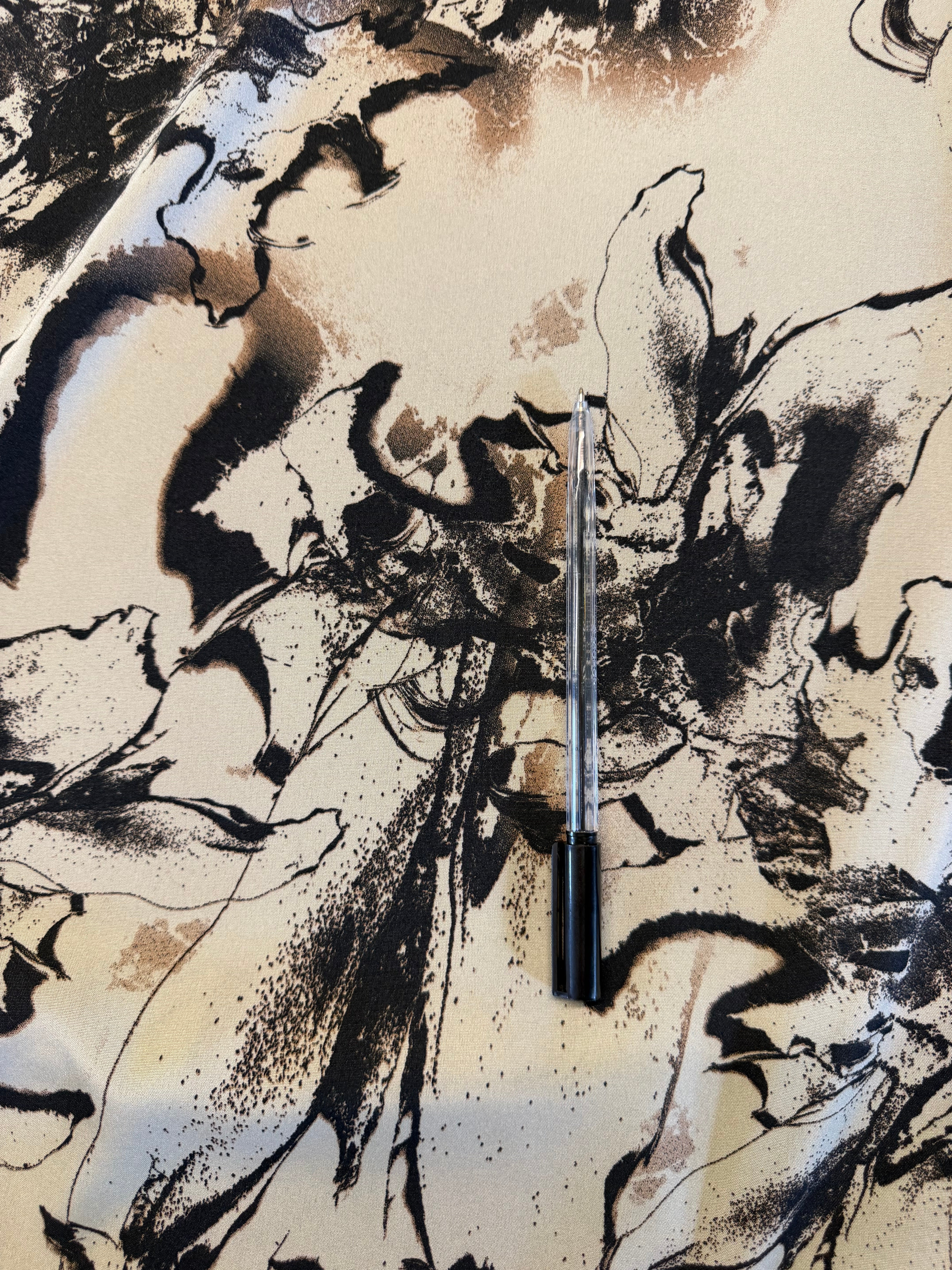 Steel Grey Abstract Printed Polyester Fabric – 154 cm Wide