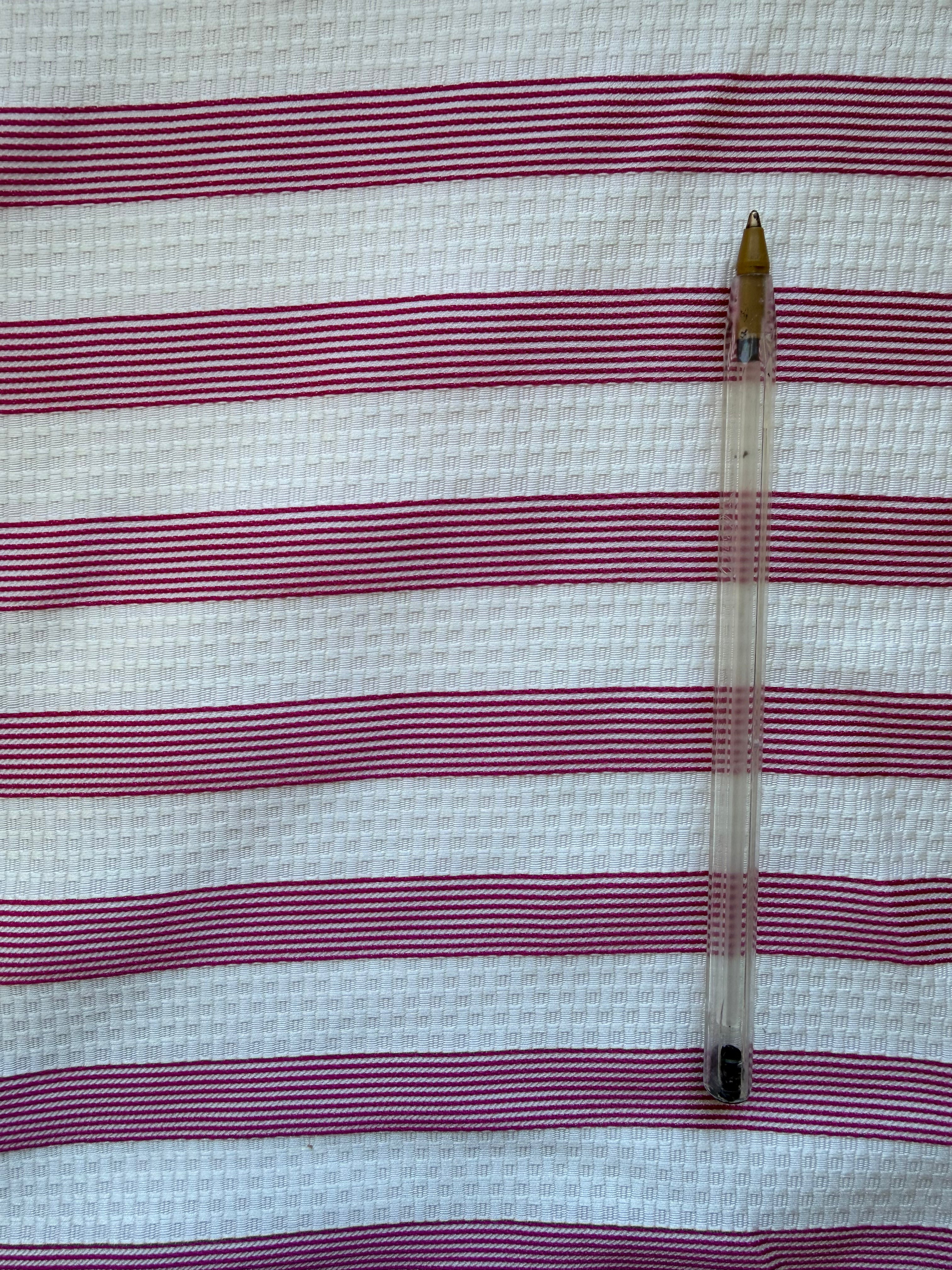 White Textured Fabric with Pink Stripes – 130 cm Wide, German Woven