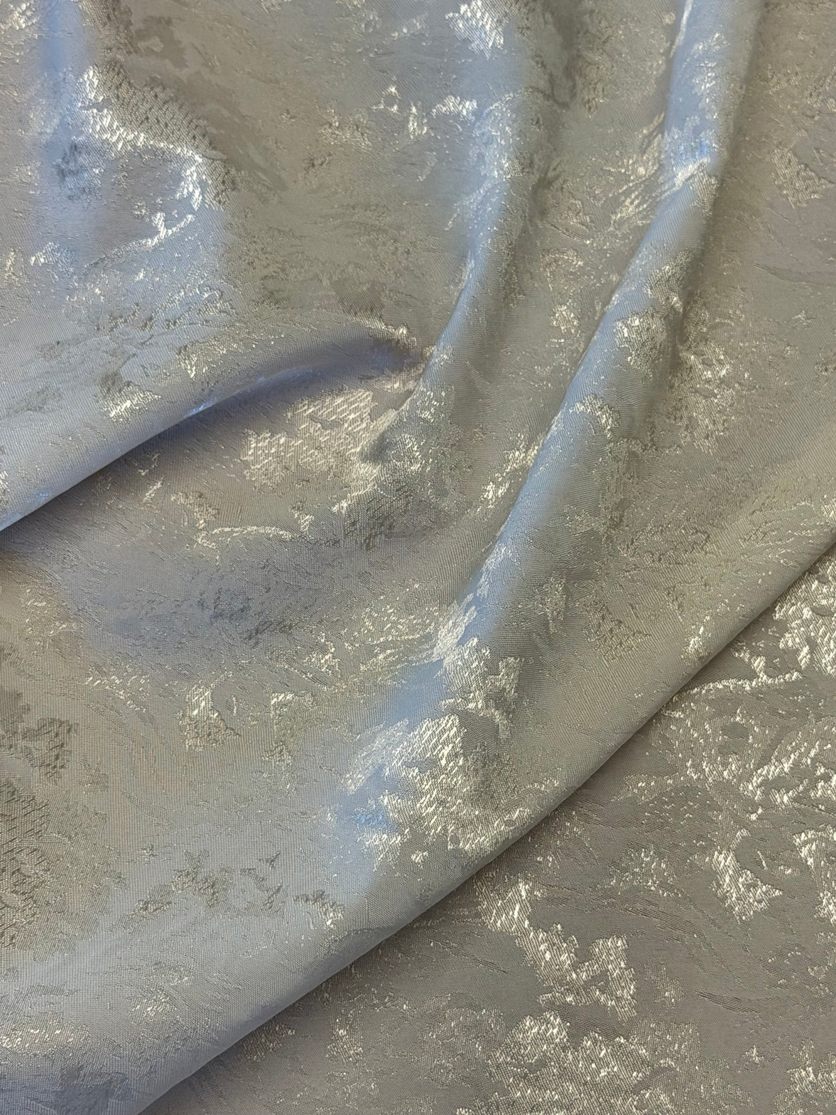 Silver Jacquard Fabric – 100% Polyester, 154cm Wide