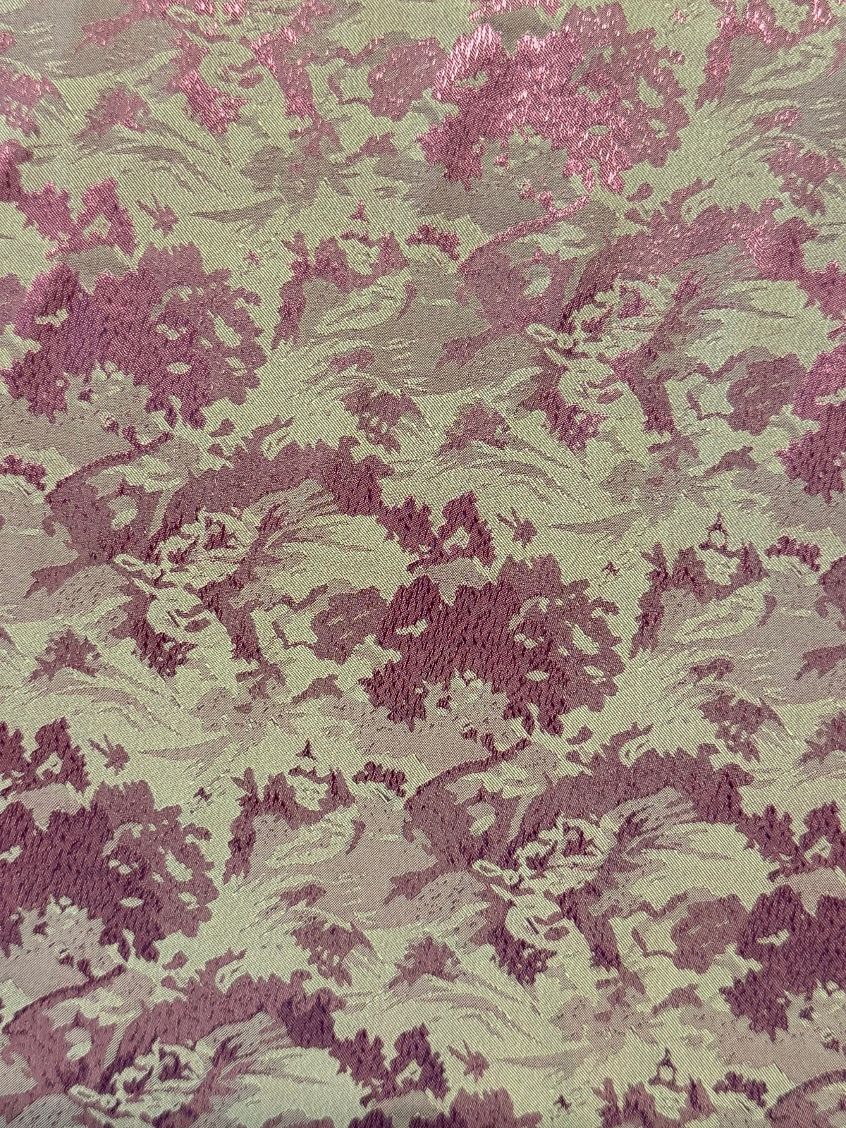 Beige & Deep Pink Jacquard Fabric – 100% Polyester, 154cm Wide