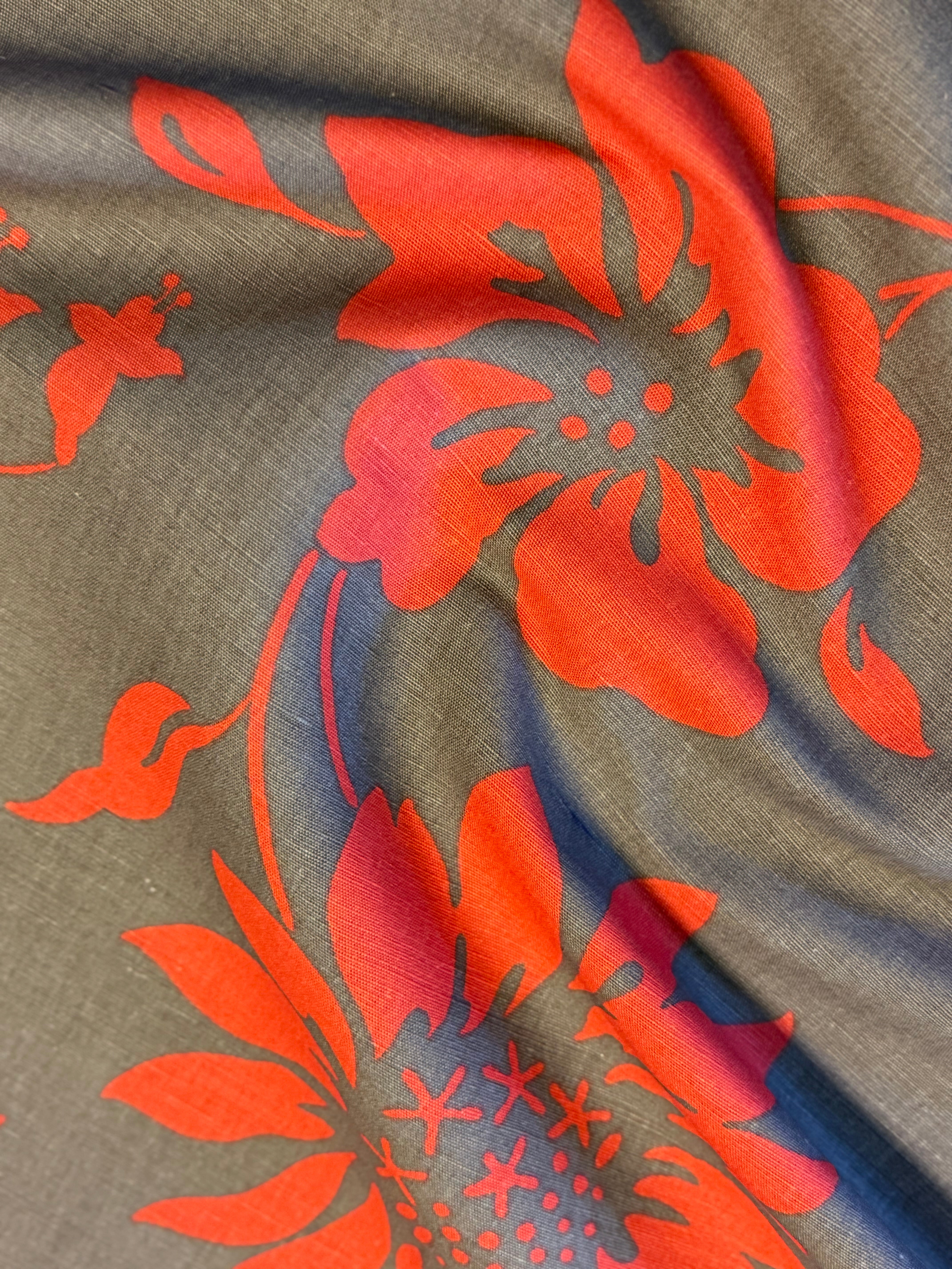 Cicely Furnishing Fabric by Romo – Brown with Red Design