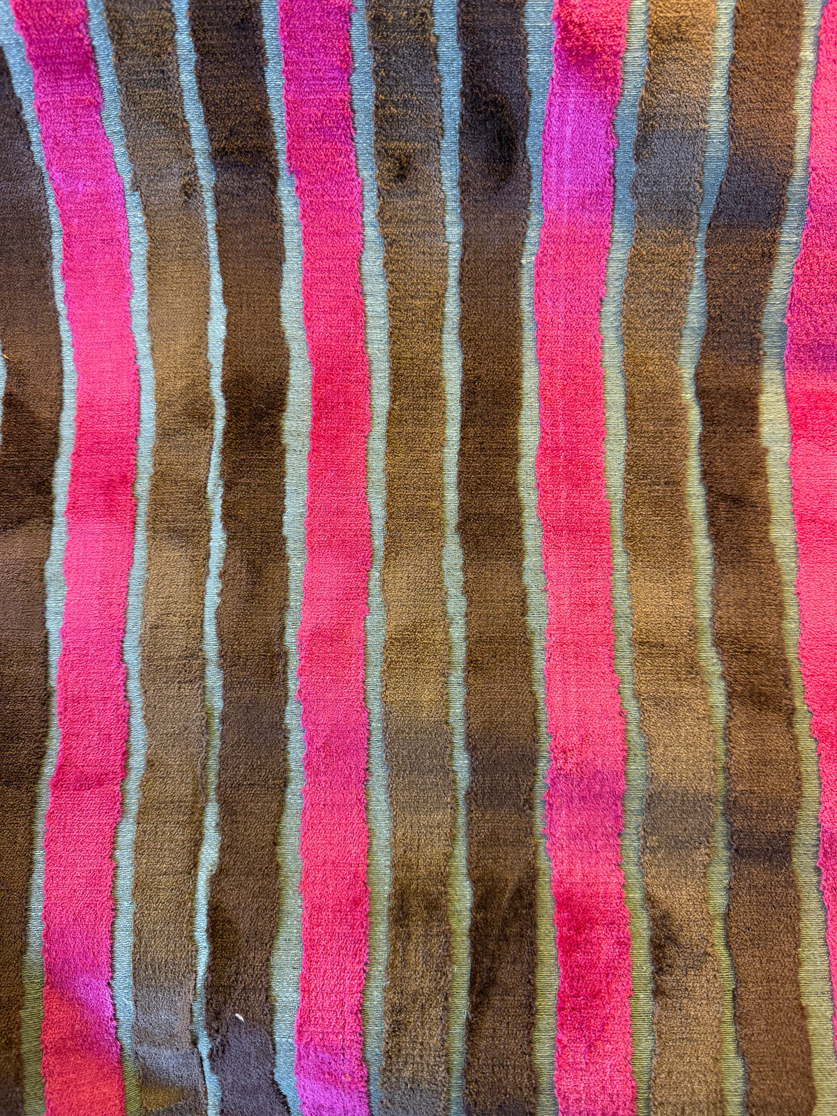 Pink and Brown Striped Chenille Fabric for Furnishing – Heavyweight, Luxurious Texture
