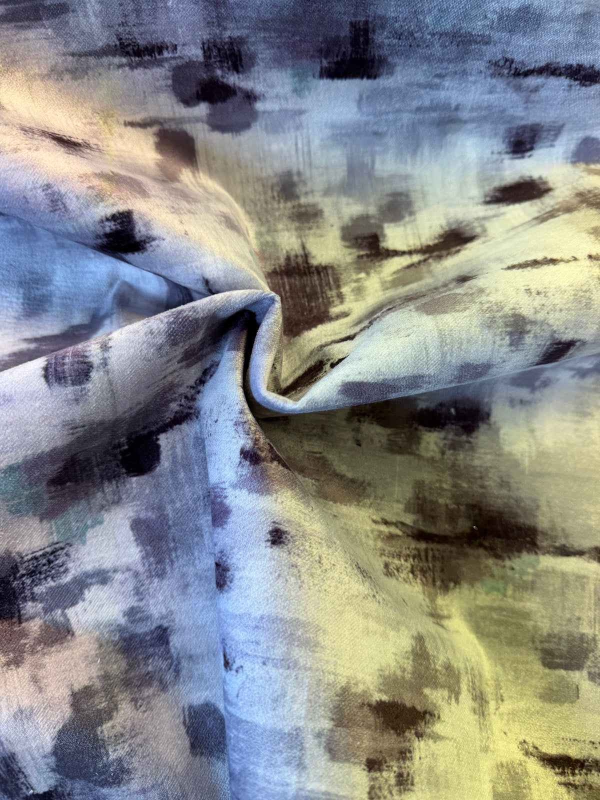 Silver Grey & Black Abstract Camouflage Furnishing Fabric – 100% Polyester, 148cm Wide