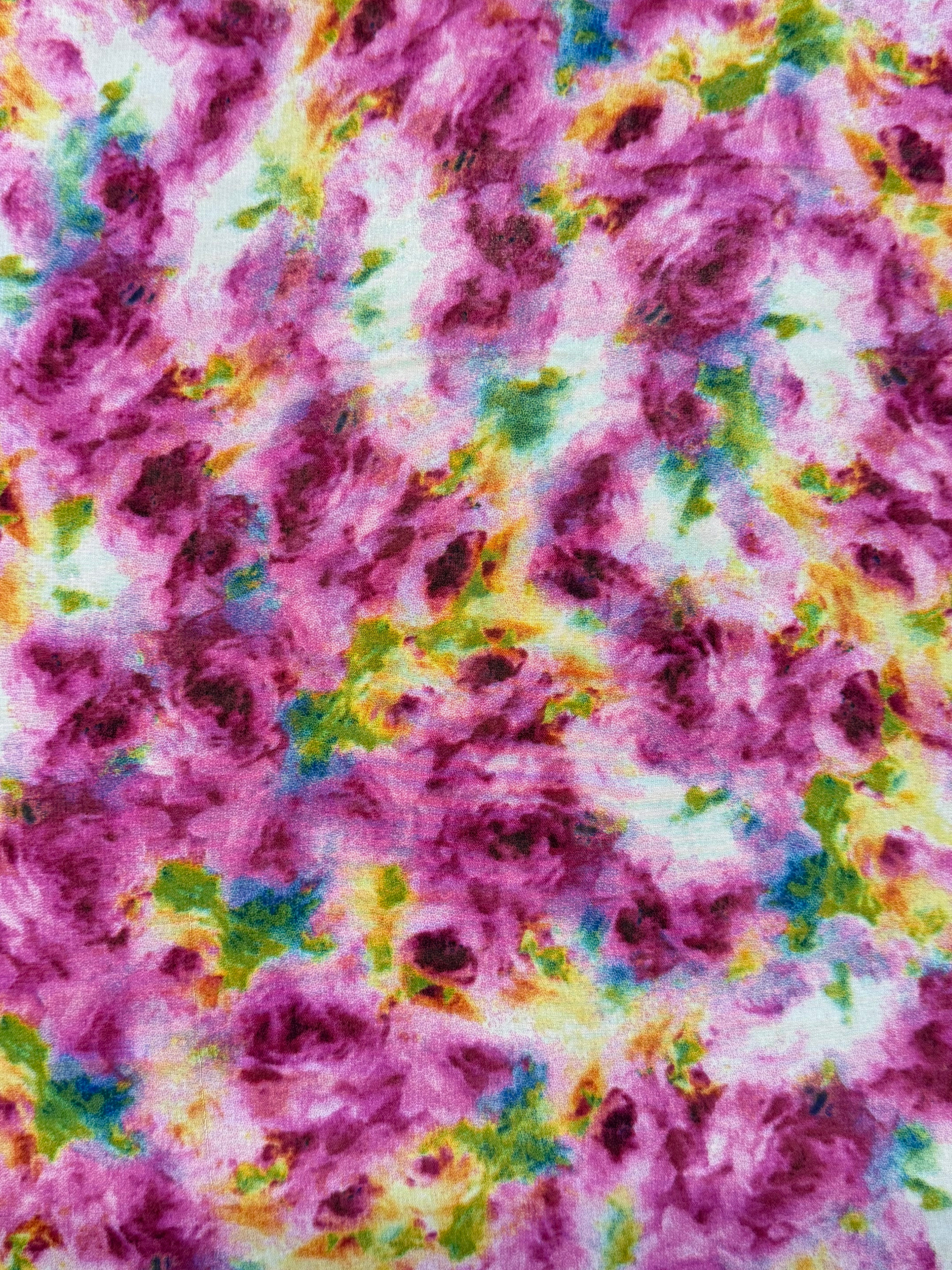 Pink Abstract Modern Floral Polyester Chiffon Fabric