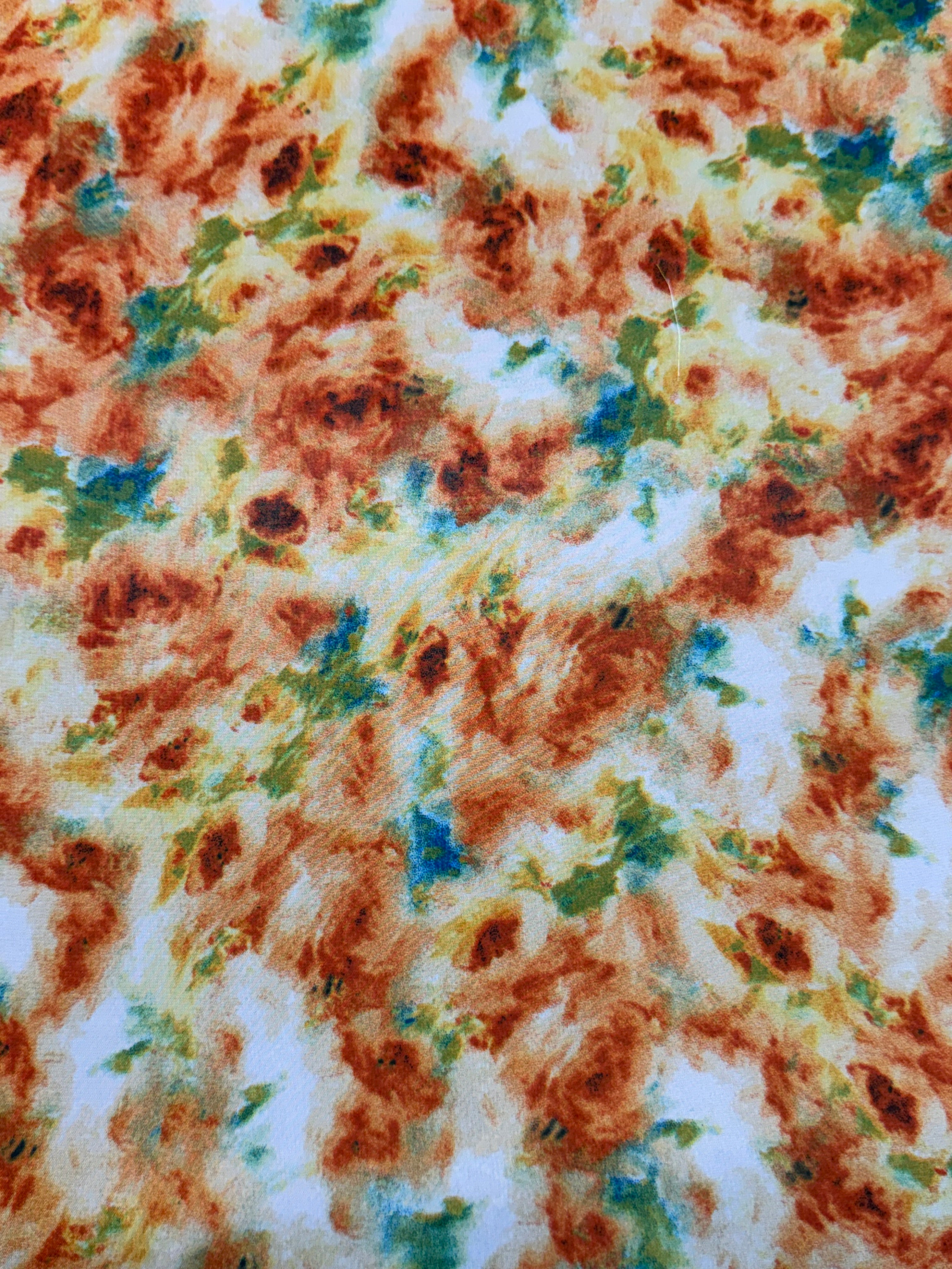Orange Abstract Modern Floral Polyester Chiffon Fabric