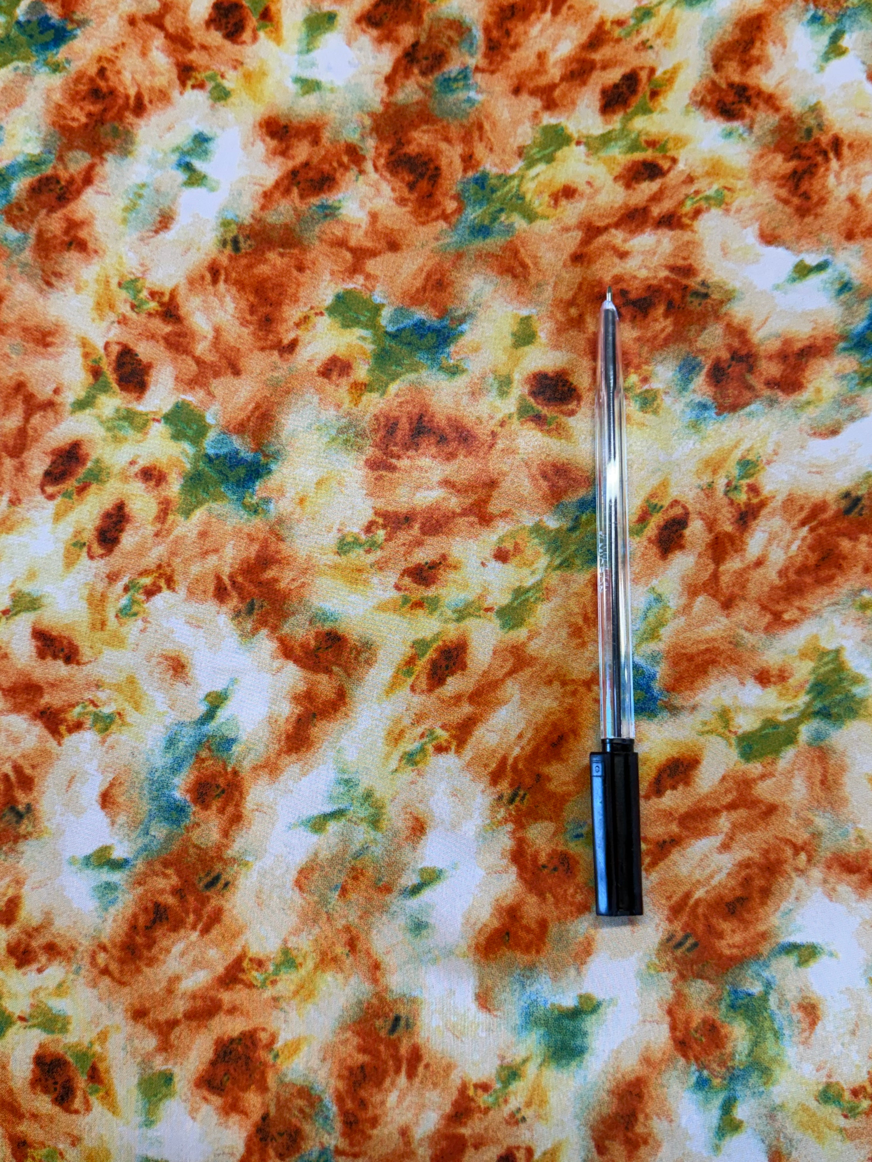 Orange Abstract Modern Floral Polyester Chiffon Fabric