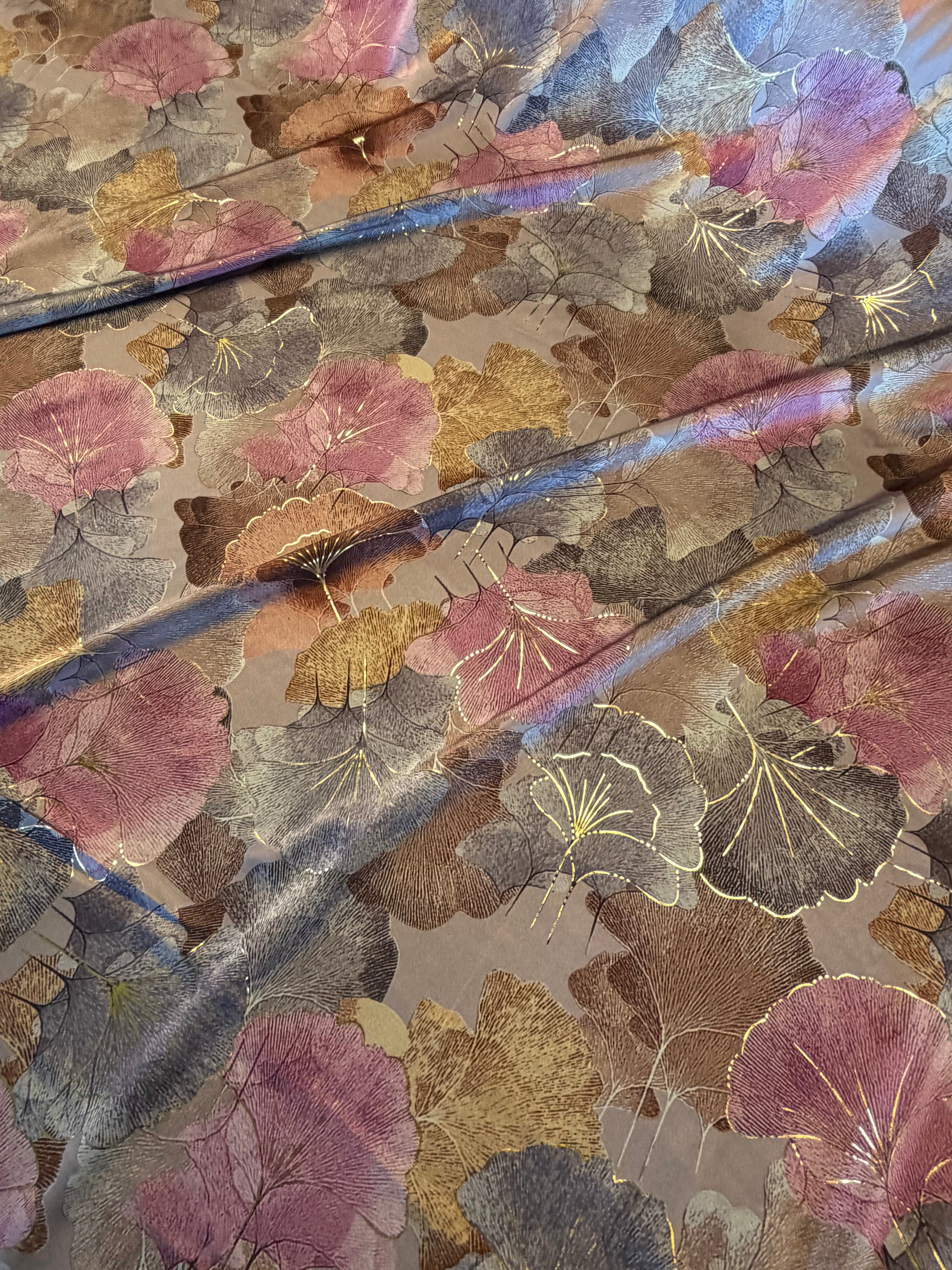 Pink and Brown Armani Style Satin with Gold Metallic