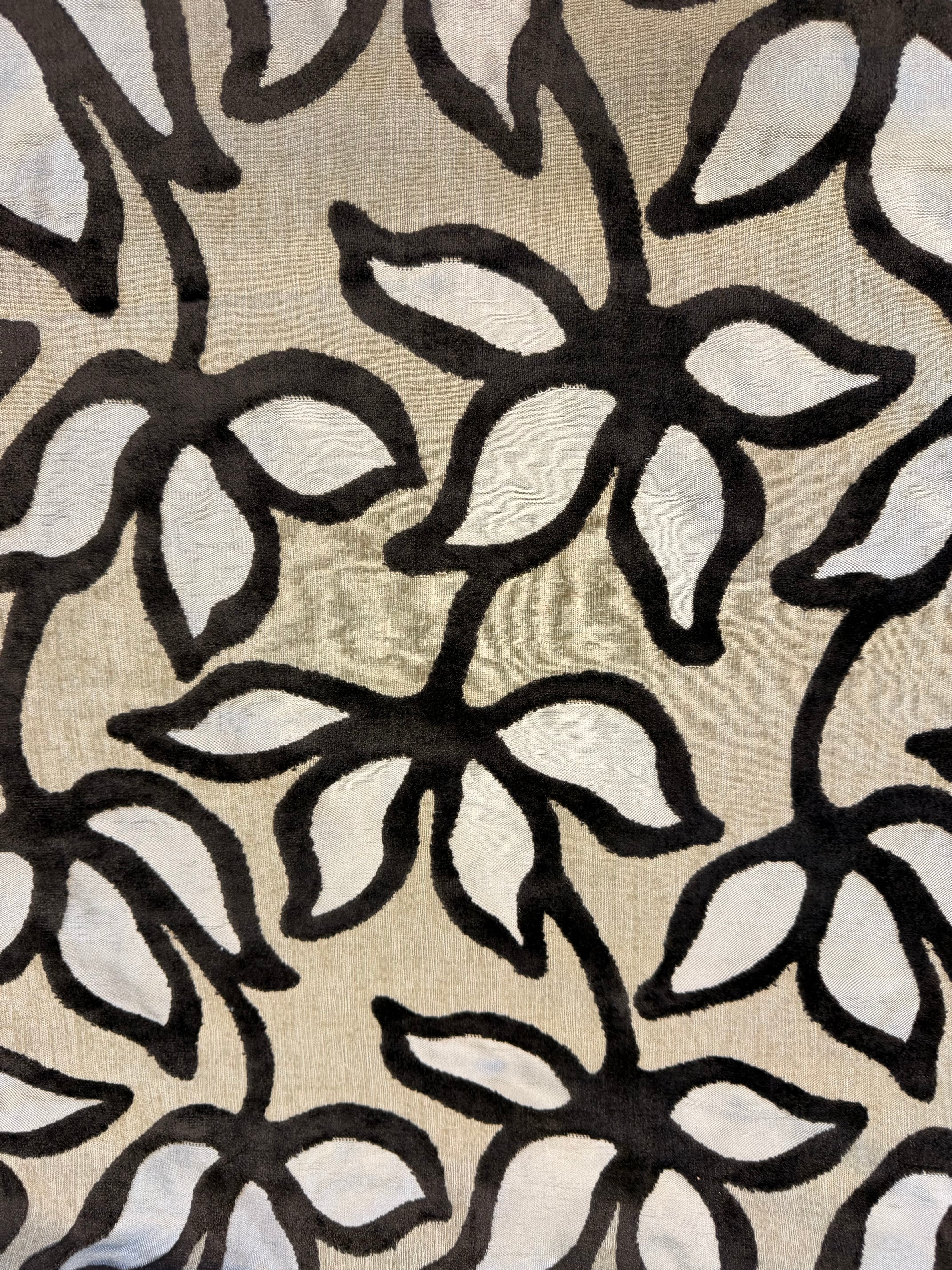 Contemporary Floral Furnishing Fabric – Brown & Cream on Beige | Heavyweight 150cm Wide