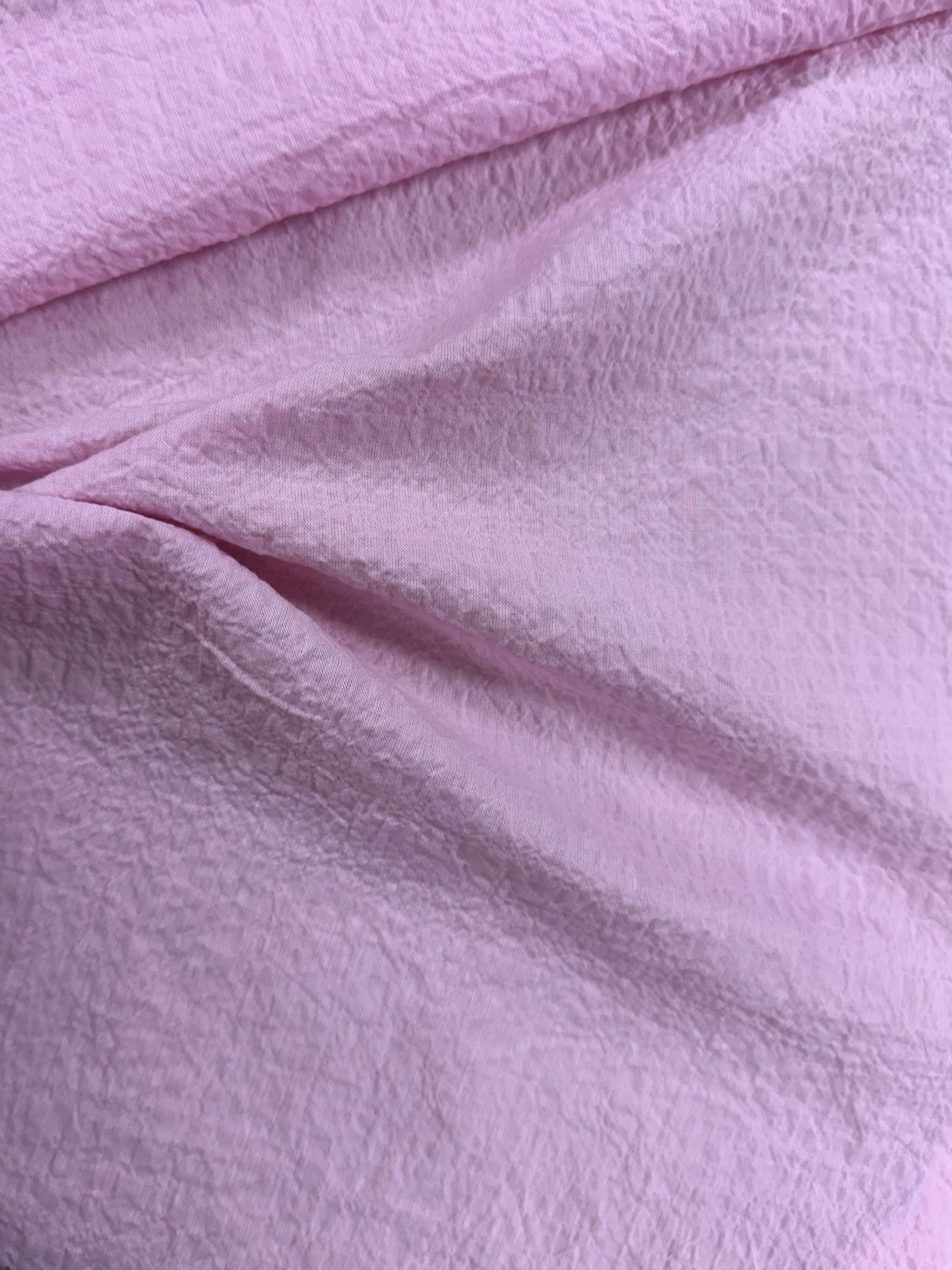 Pink Stretch Cotton Seersucker Fabric – 150 cm Wide
