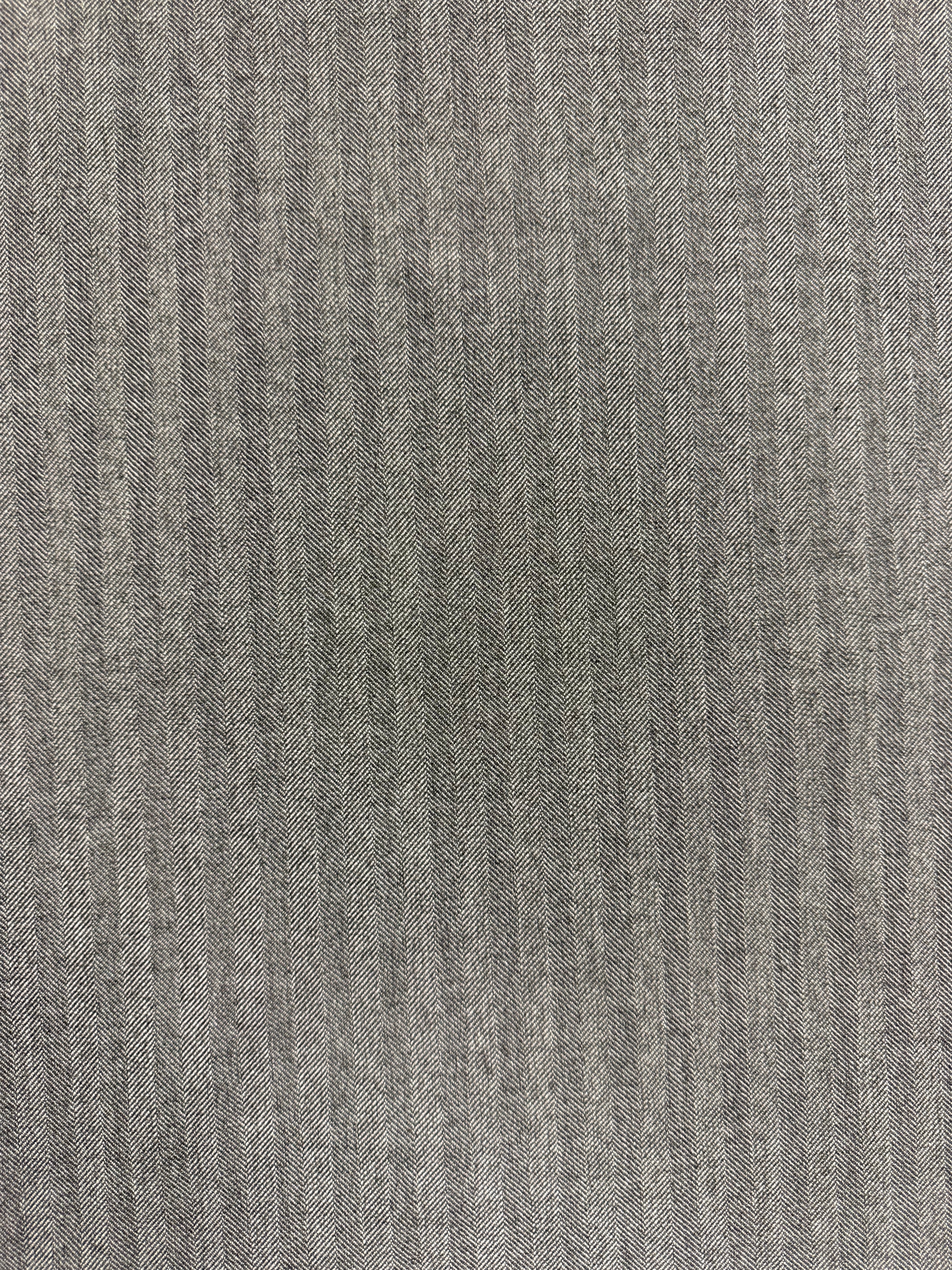 Grey Herringbone Stretch Suiting Fabric – 62% Polyester, 33% Viscose, 5% Elastane